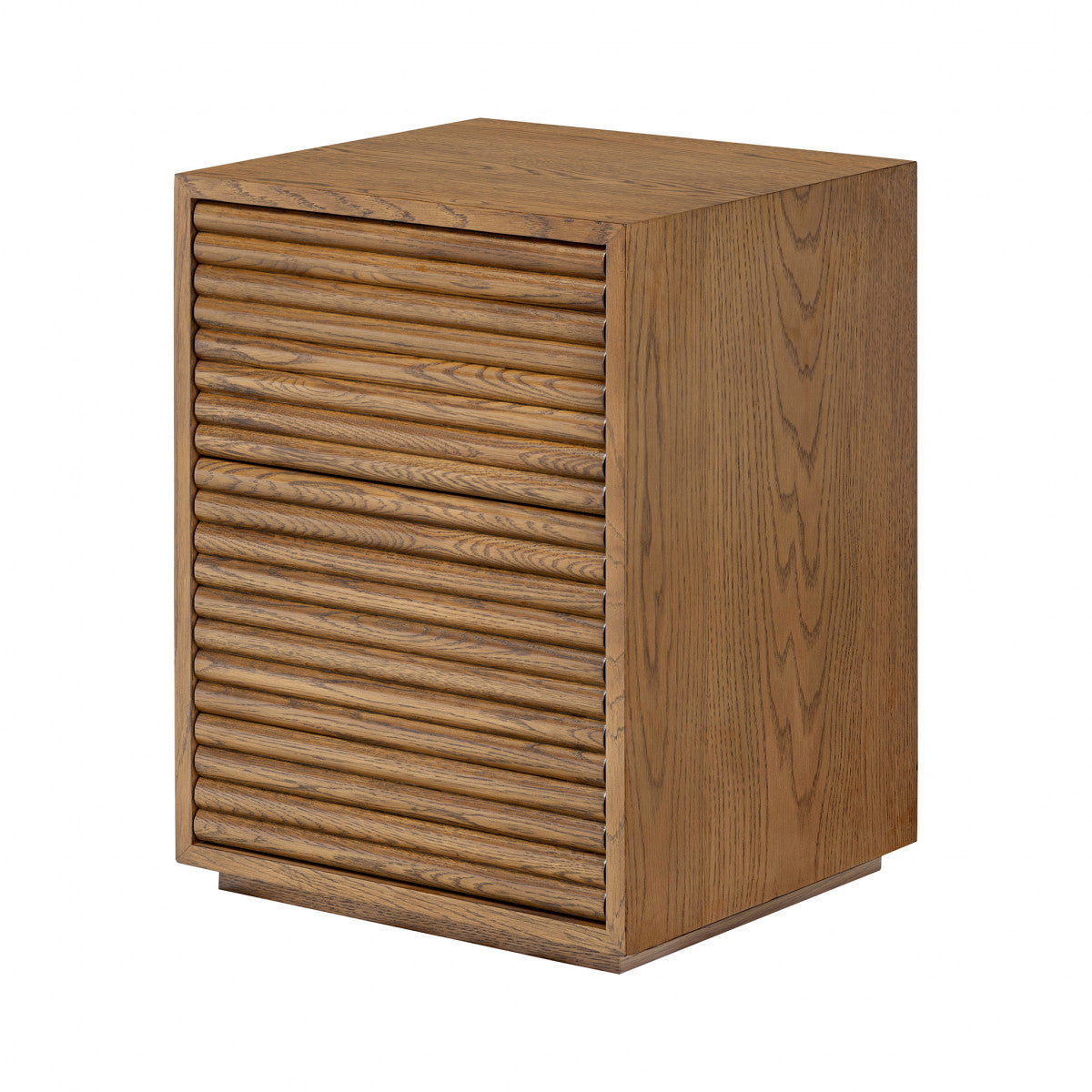 Charlton Ribbed Walnut Bedside - 2 Drawer