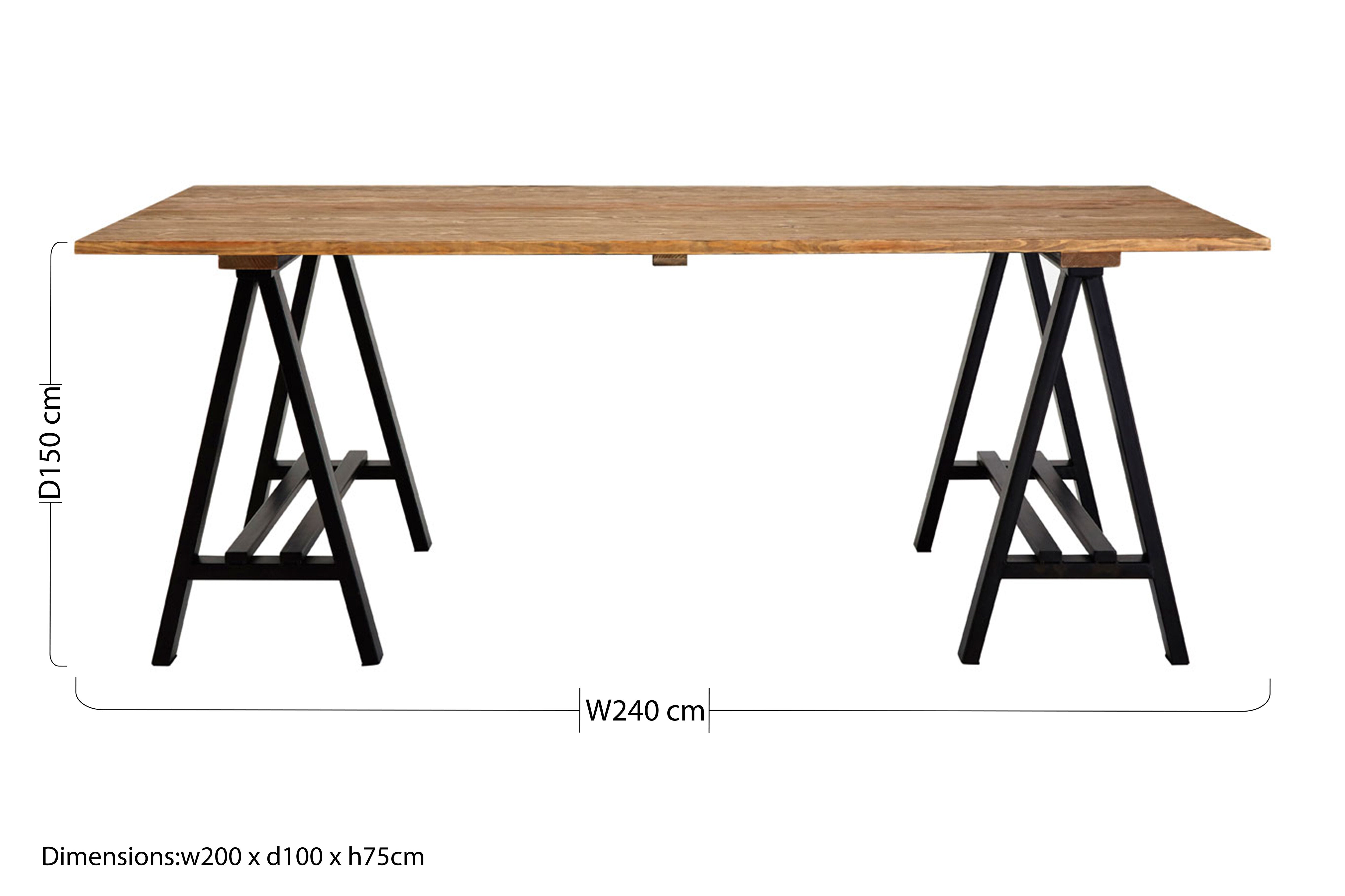 Heath Pine Wood And Iron Dining Table