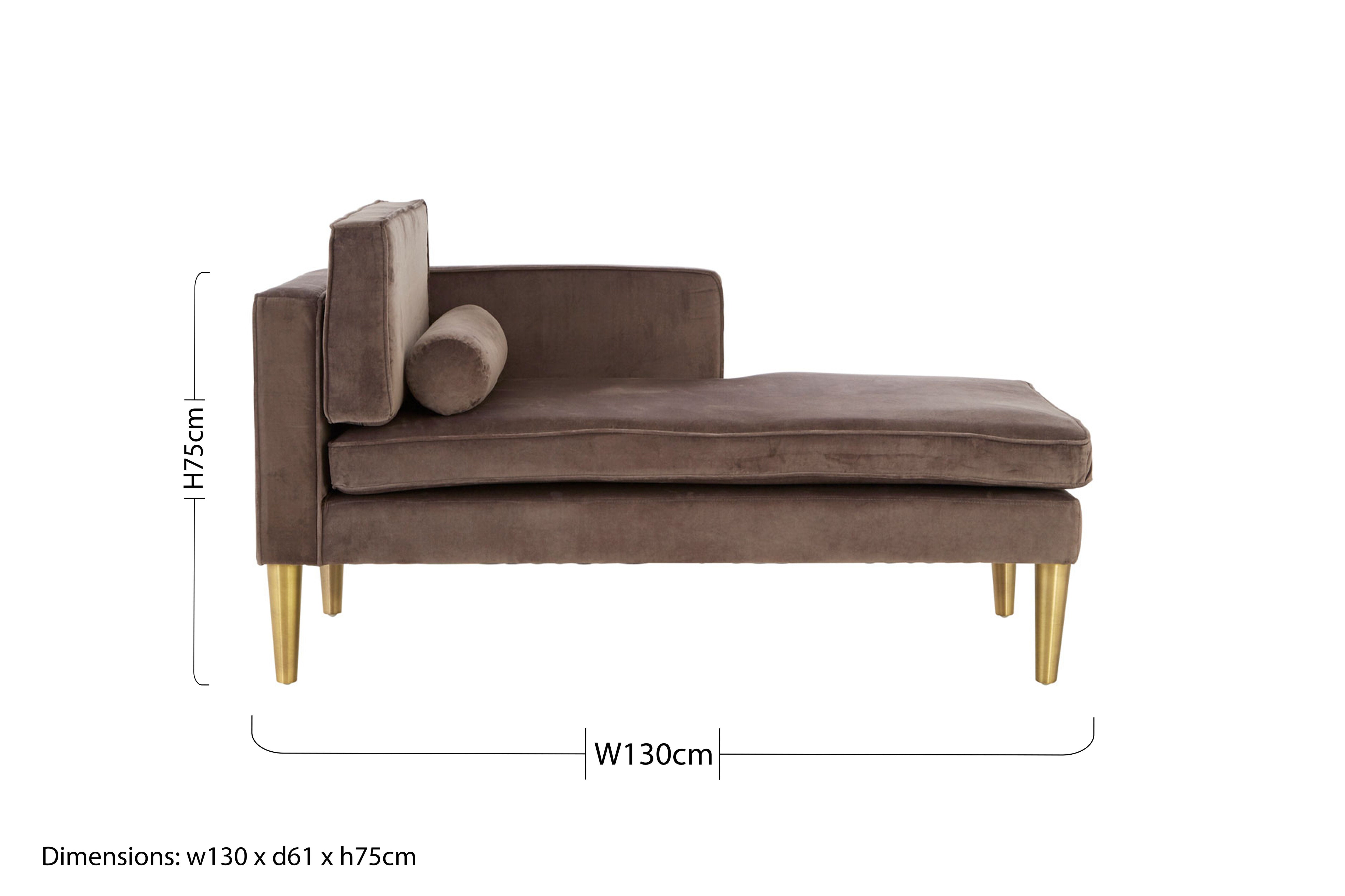 Luxe Grey Velvet Left Arm Chaise Longue