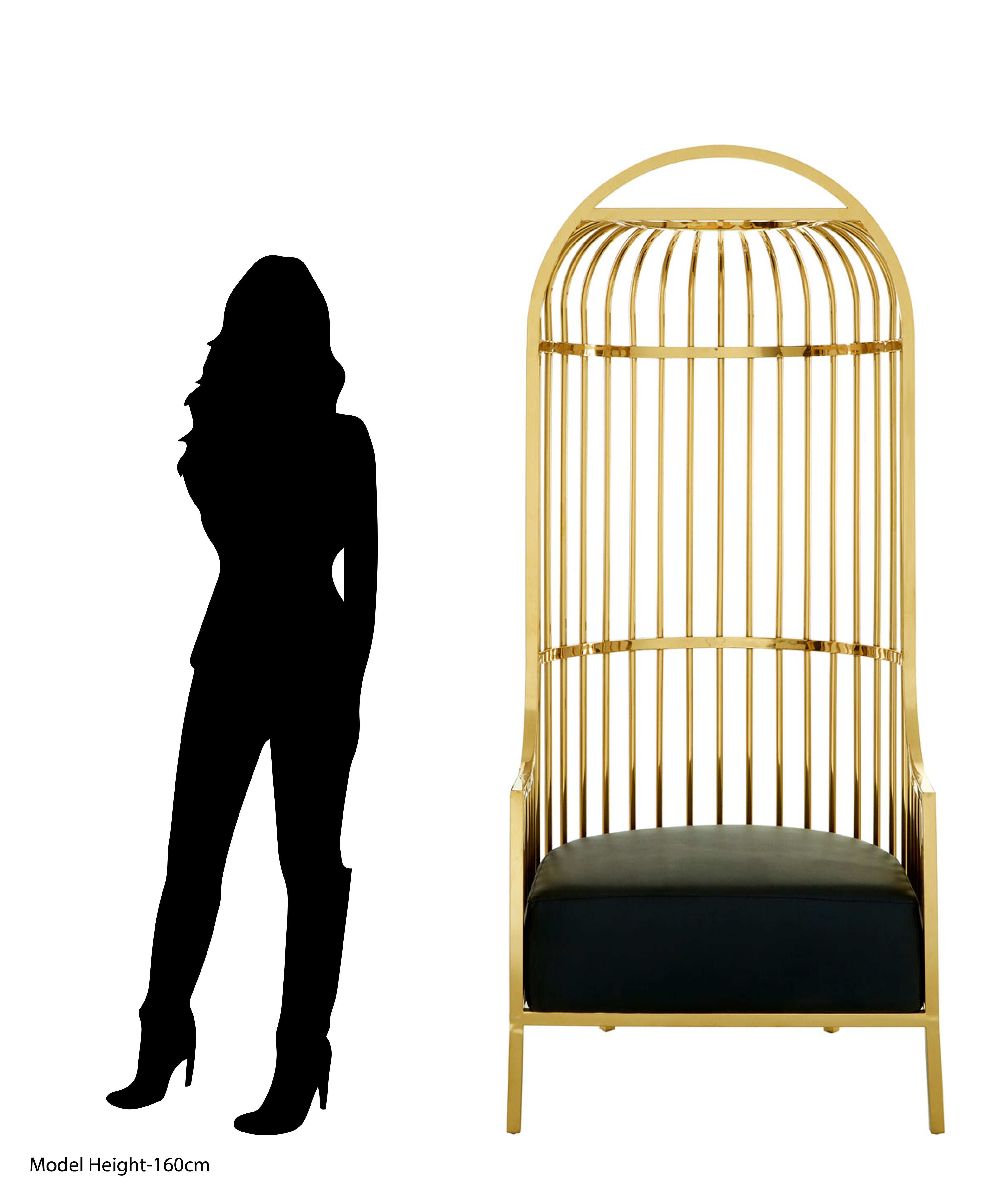 Elsa Brushed Gold Finish Dome Cage Chair