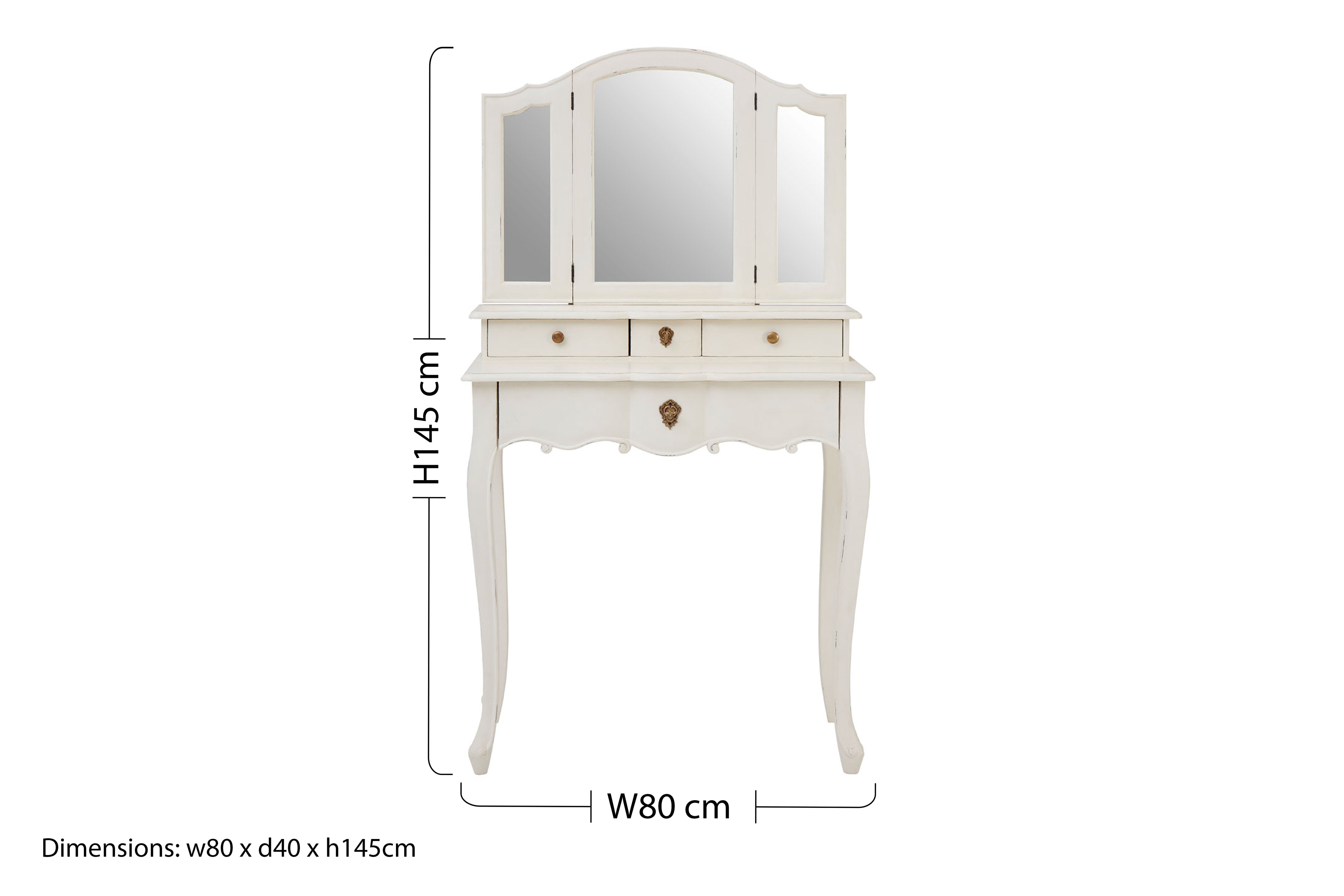 Ava White Vanity Table with Mirror