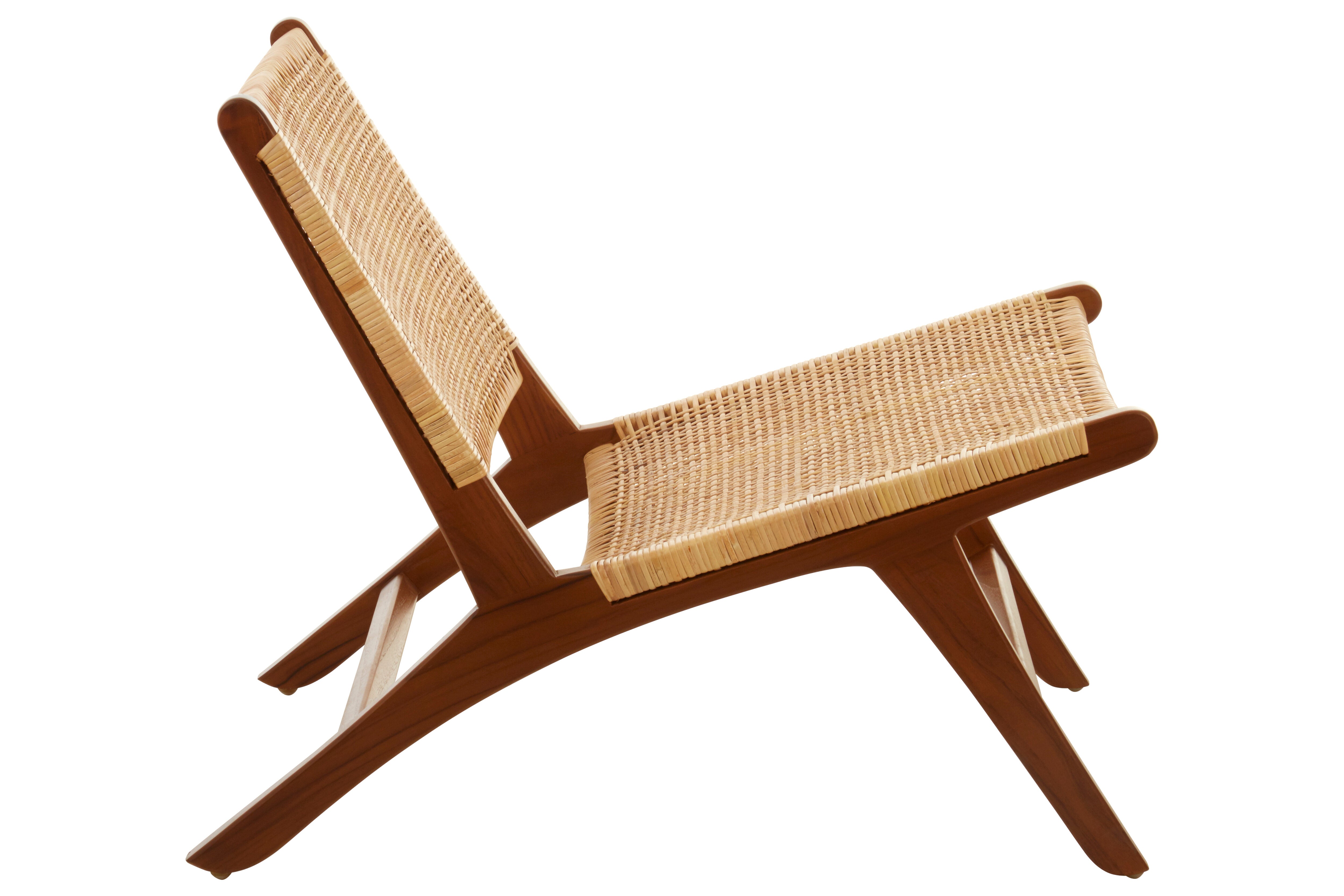 Elara Teak Wood And Natural Rattan Lounge Chair