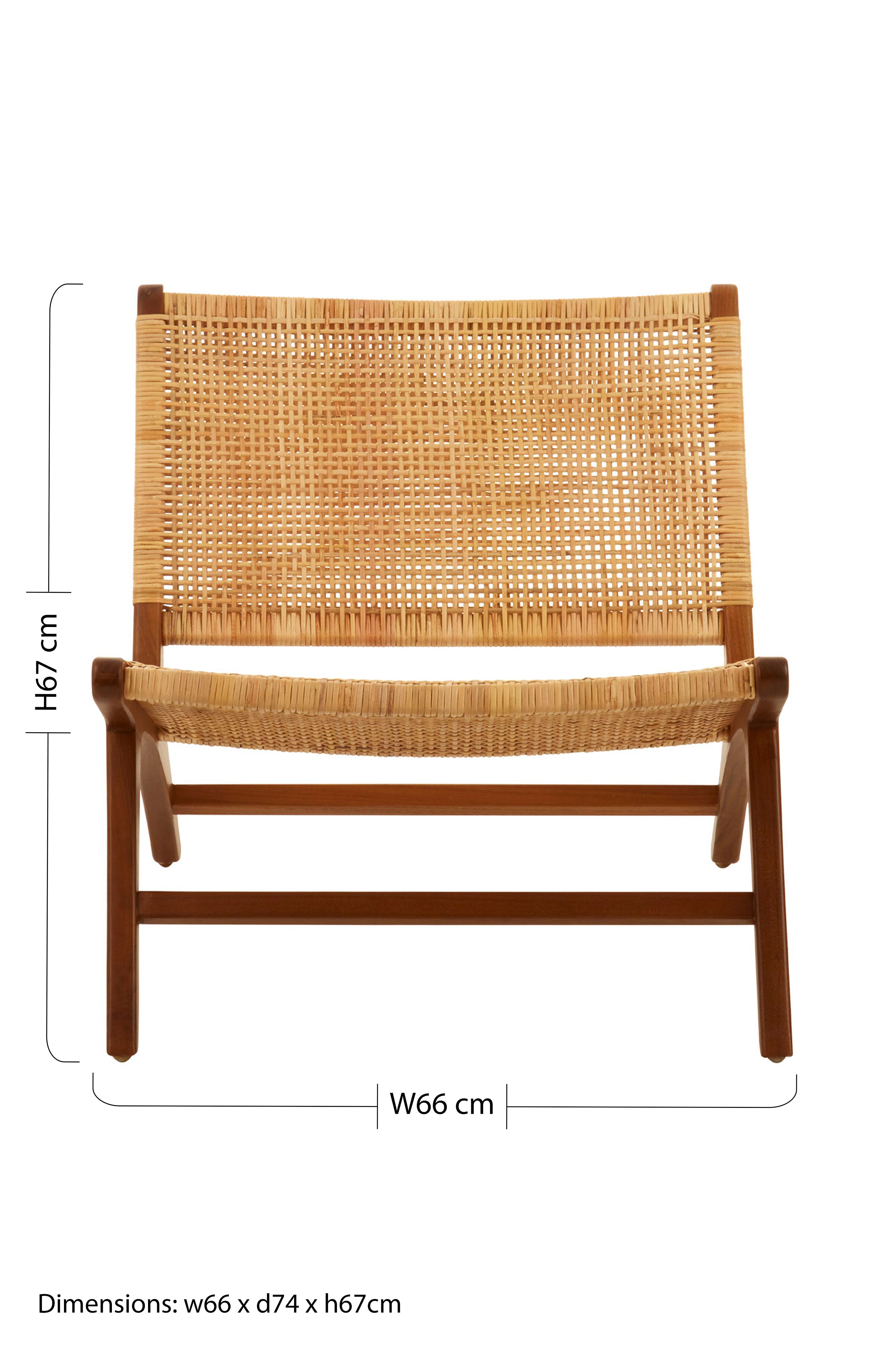 Elara Teak Wood And Natural Rattan Lounge Chair