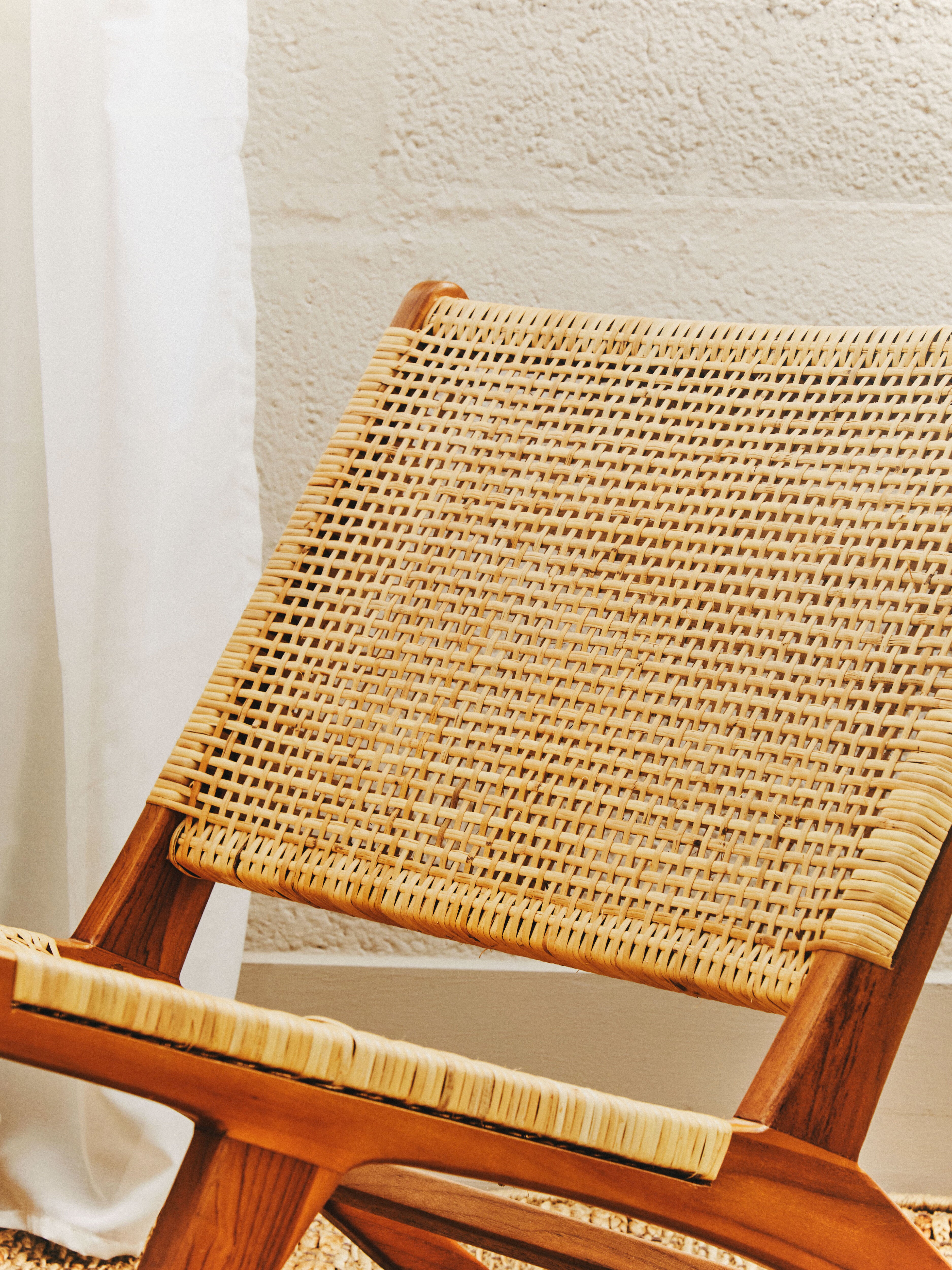 Elara Teak Wood And Natural Rattan Lounge Chair