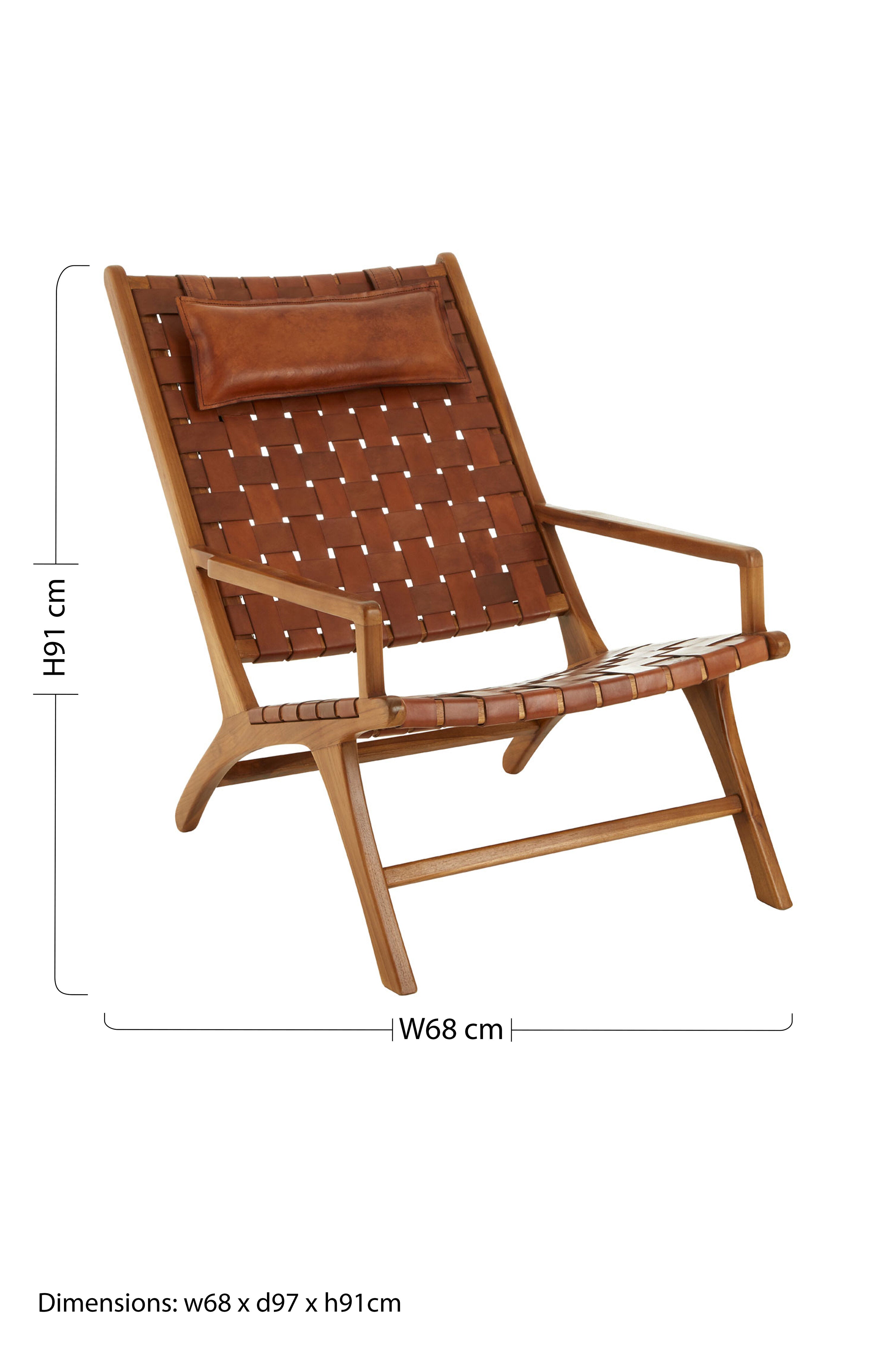 Senja Teak Wood And Leather Chair