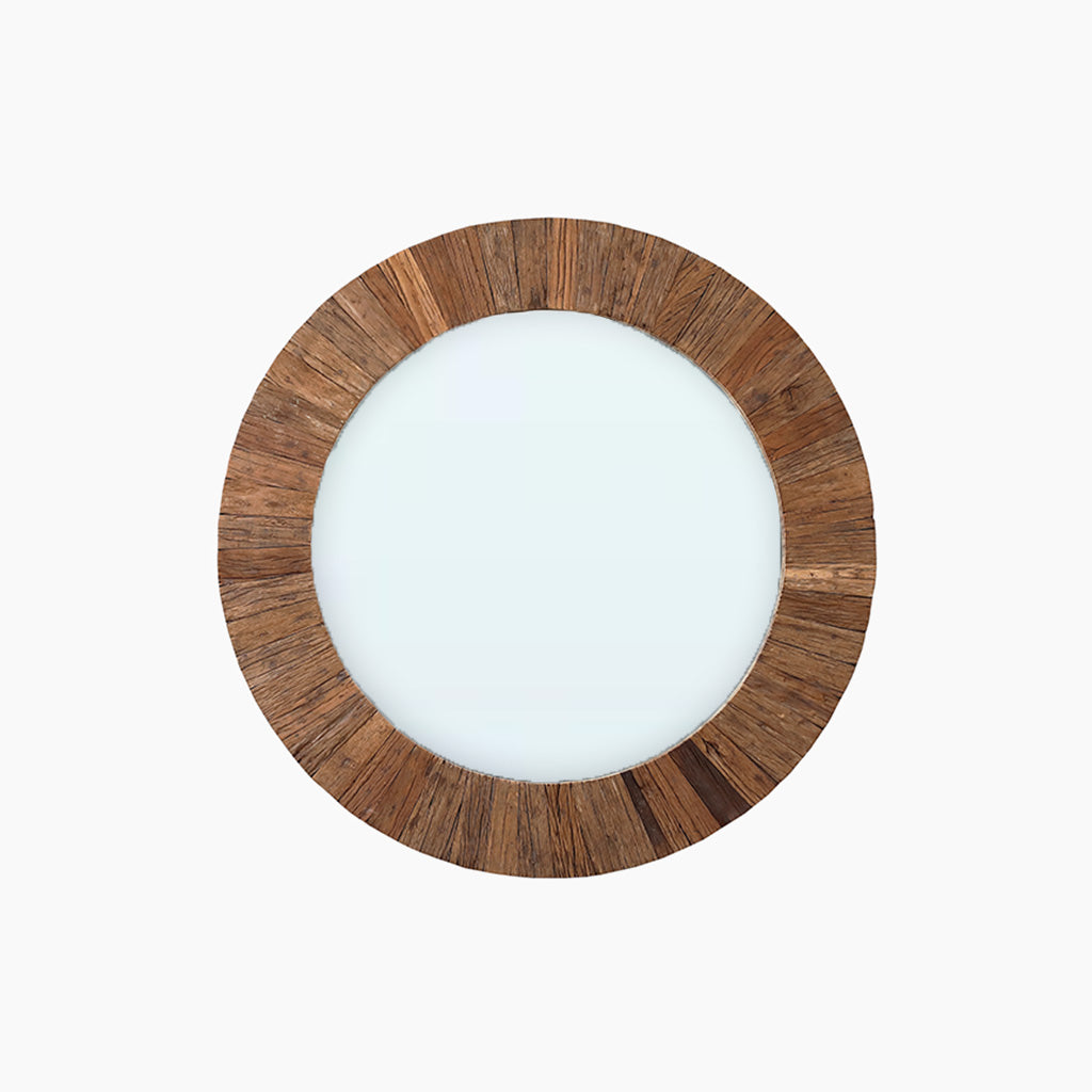 Ruh Round Reclaimed Wood Mirror