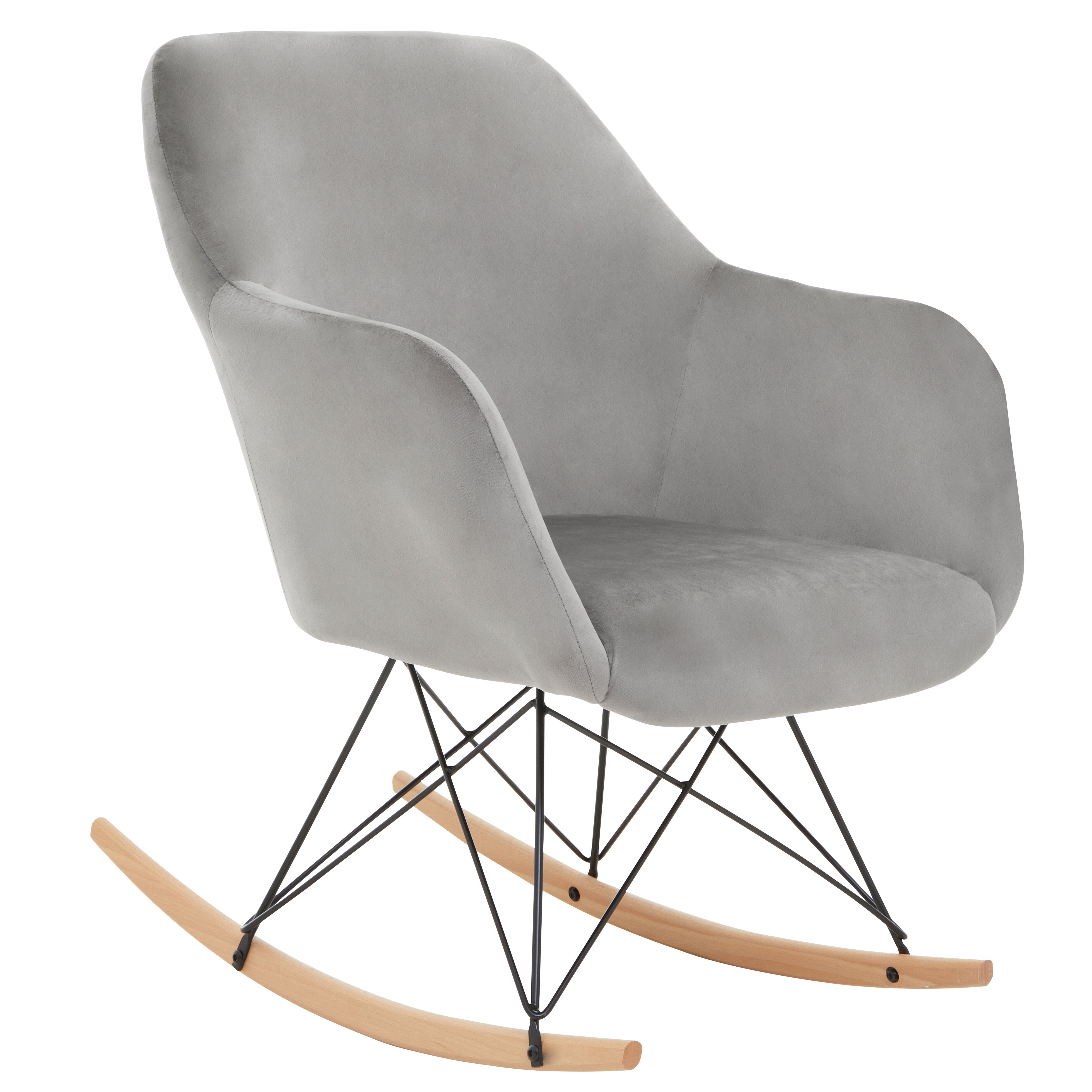 Gothenburg Small Grey Velvet Rocking Chair