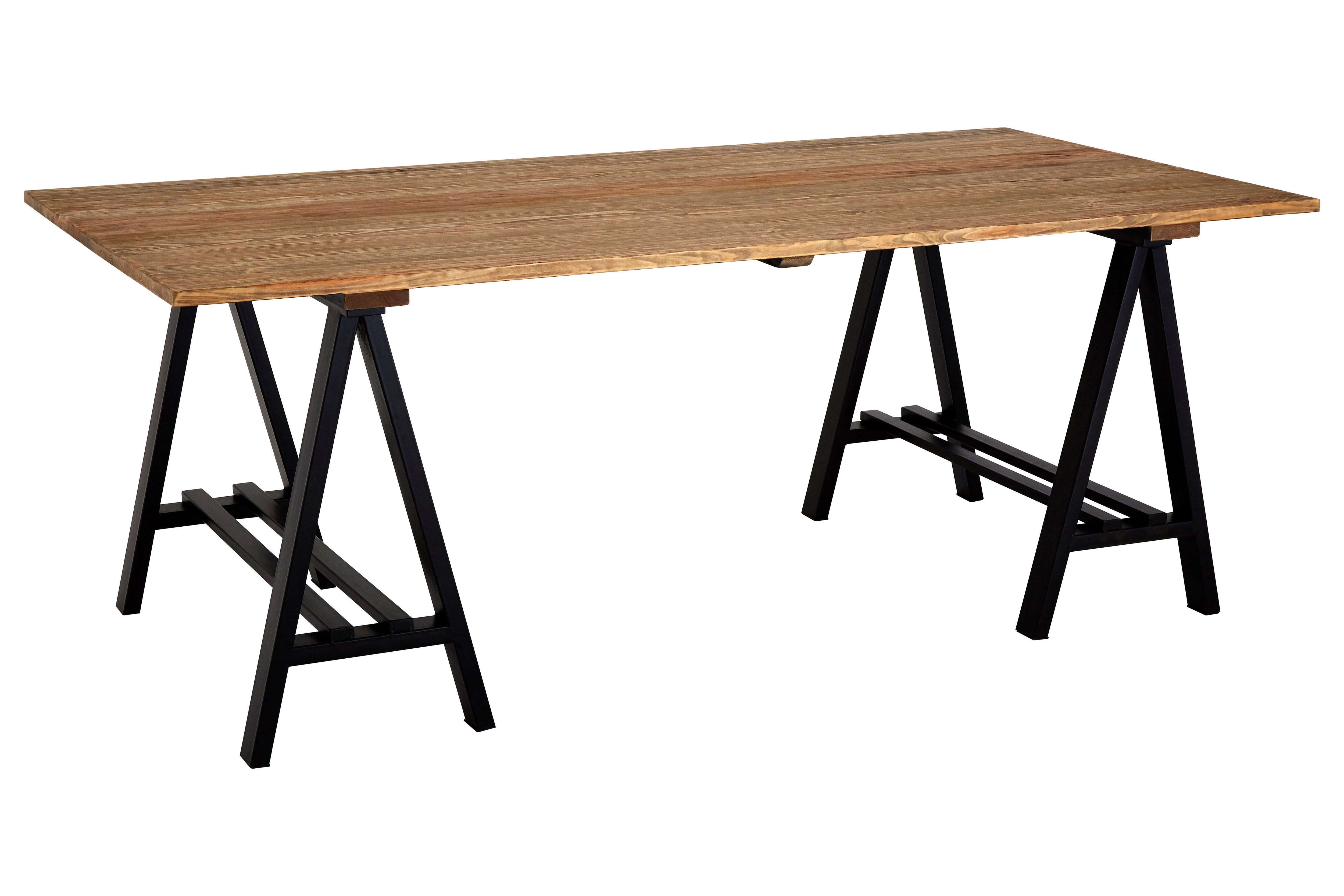 Heath Pine Wood And Iron Dining Table