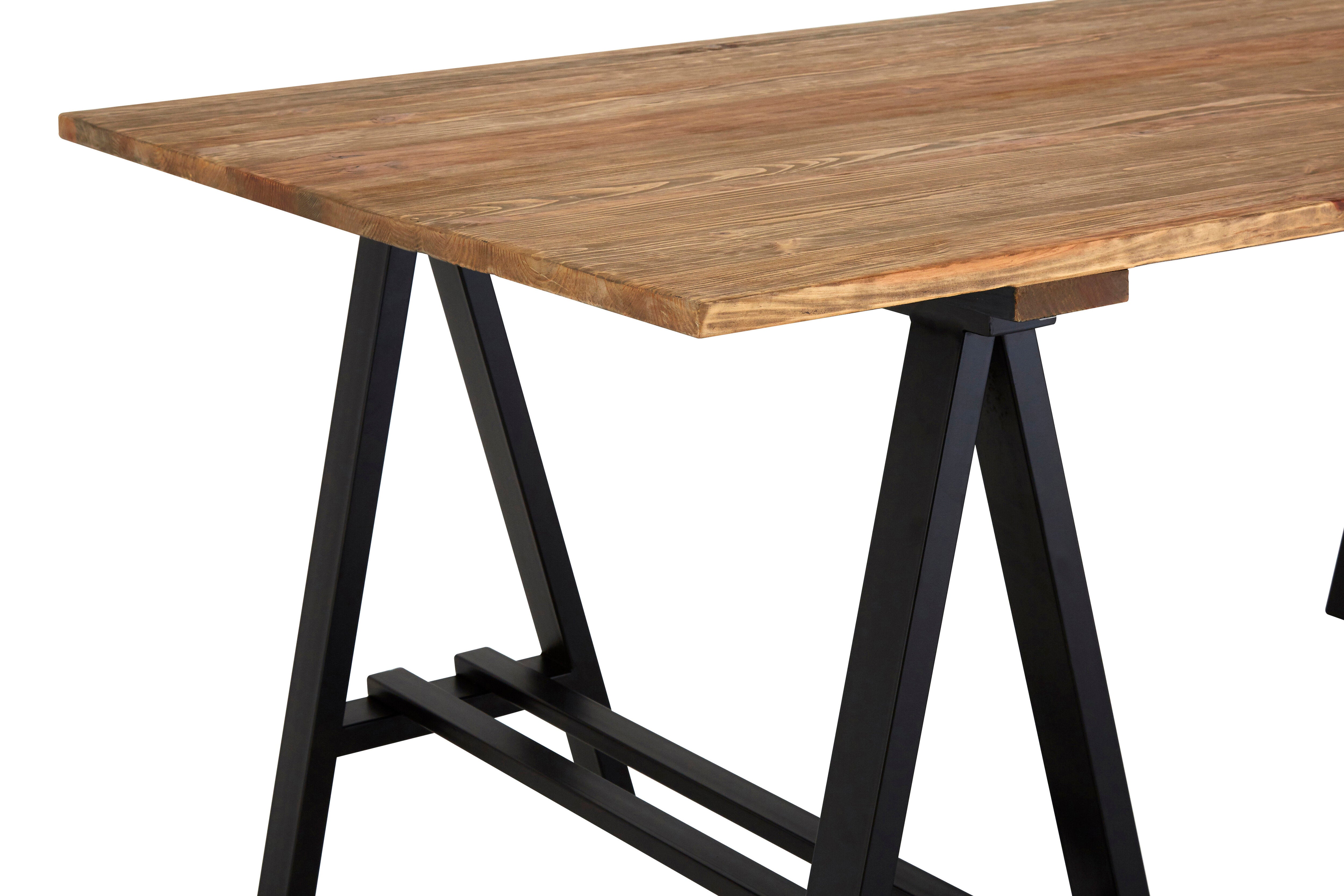 Heath Pine Wood And Iron Dining Table