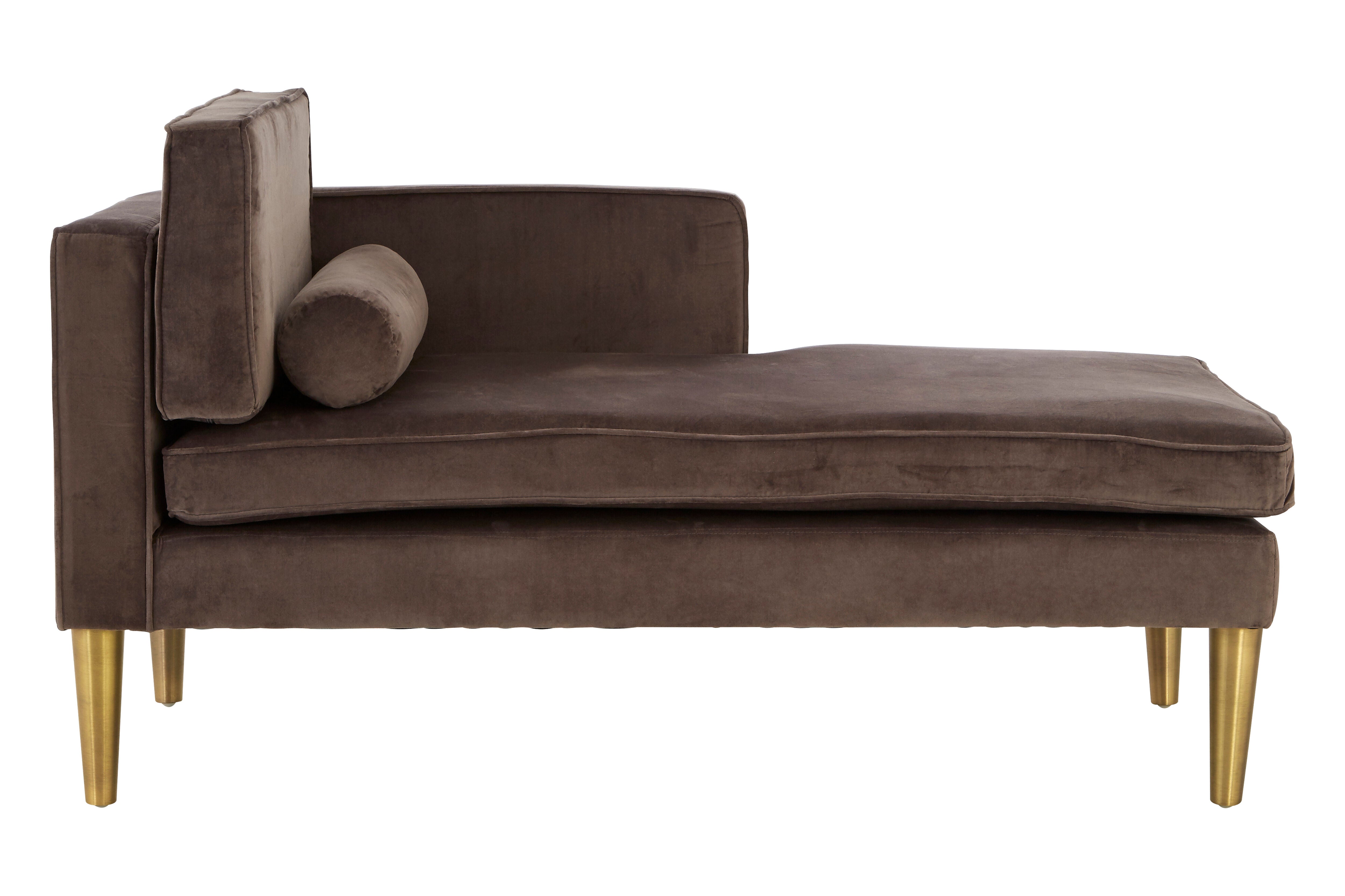 Luxe Grey Velvet Left Arm Chaise Longue