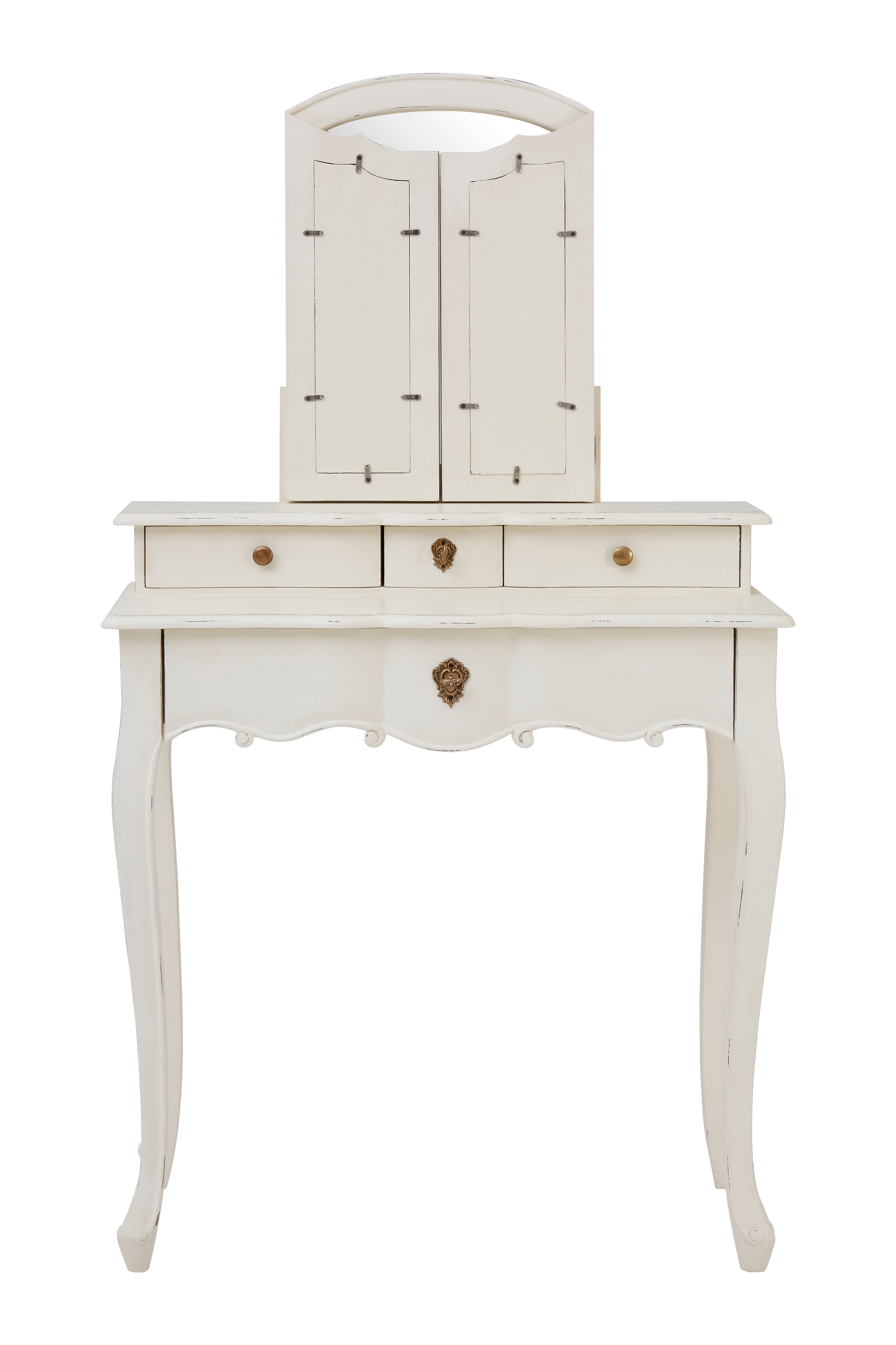 Ava White Vanity Table with Mirror