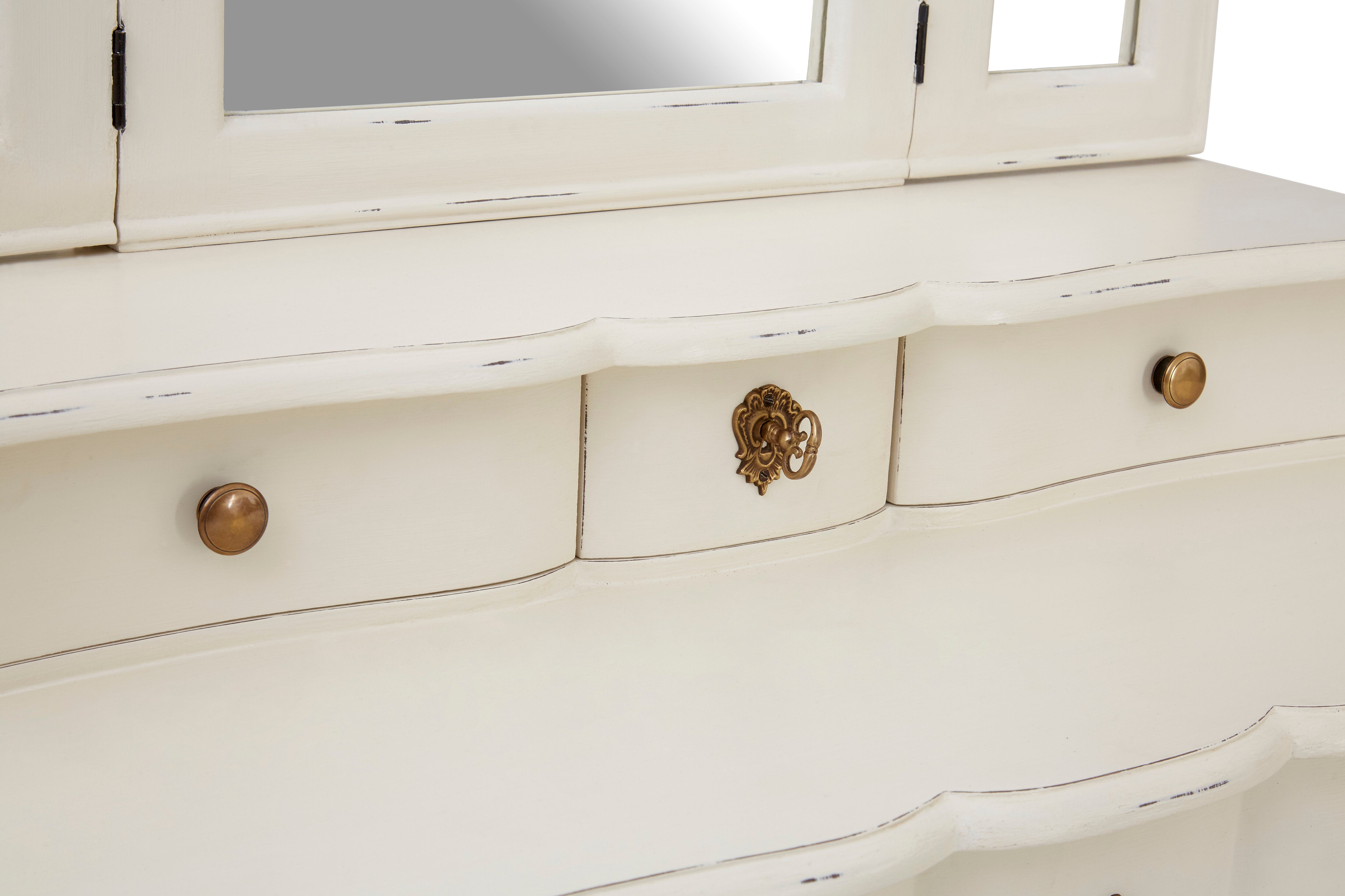 Ava White Vanity Table with Mirror