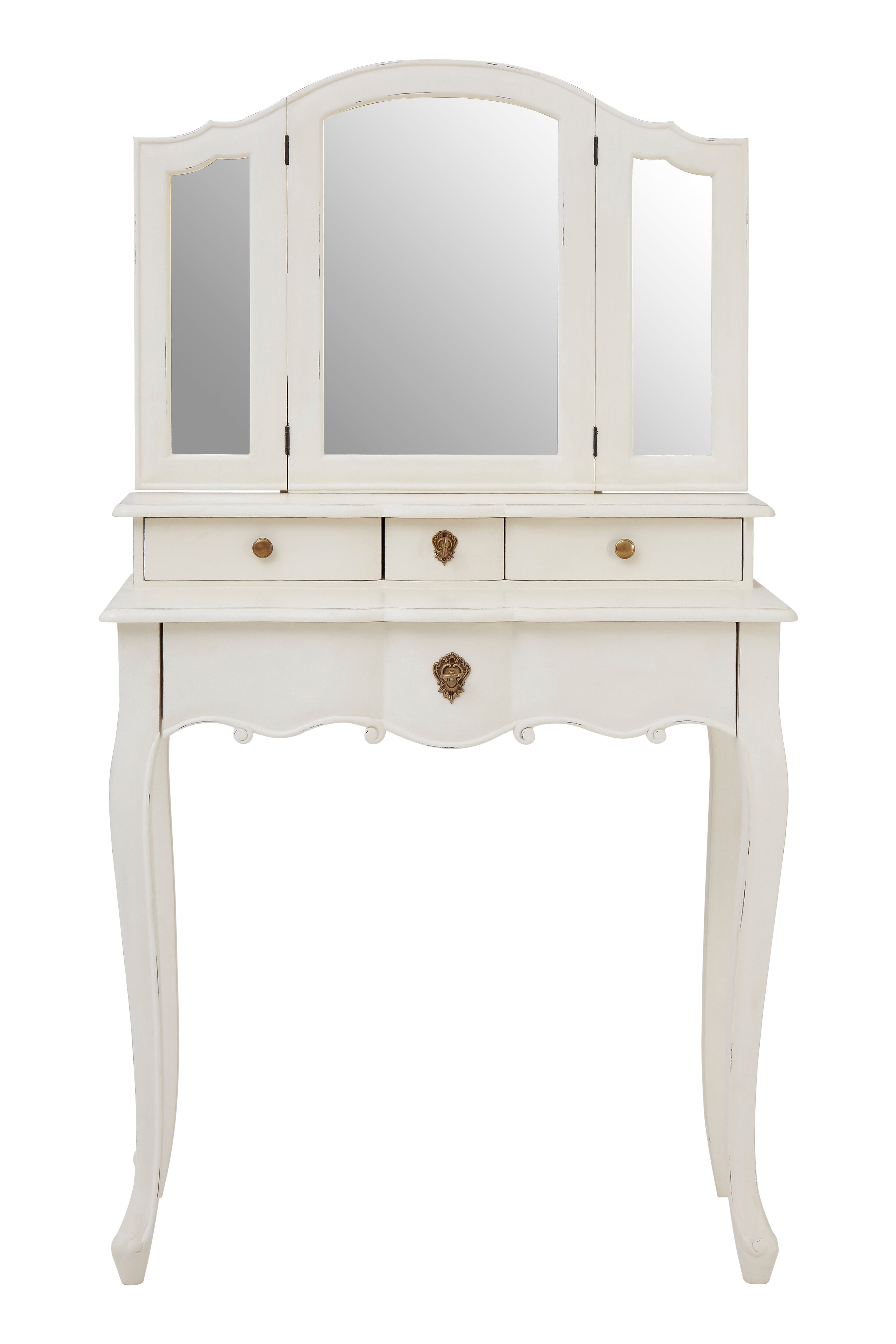 Ava White Vanity Table with Mirror