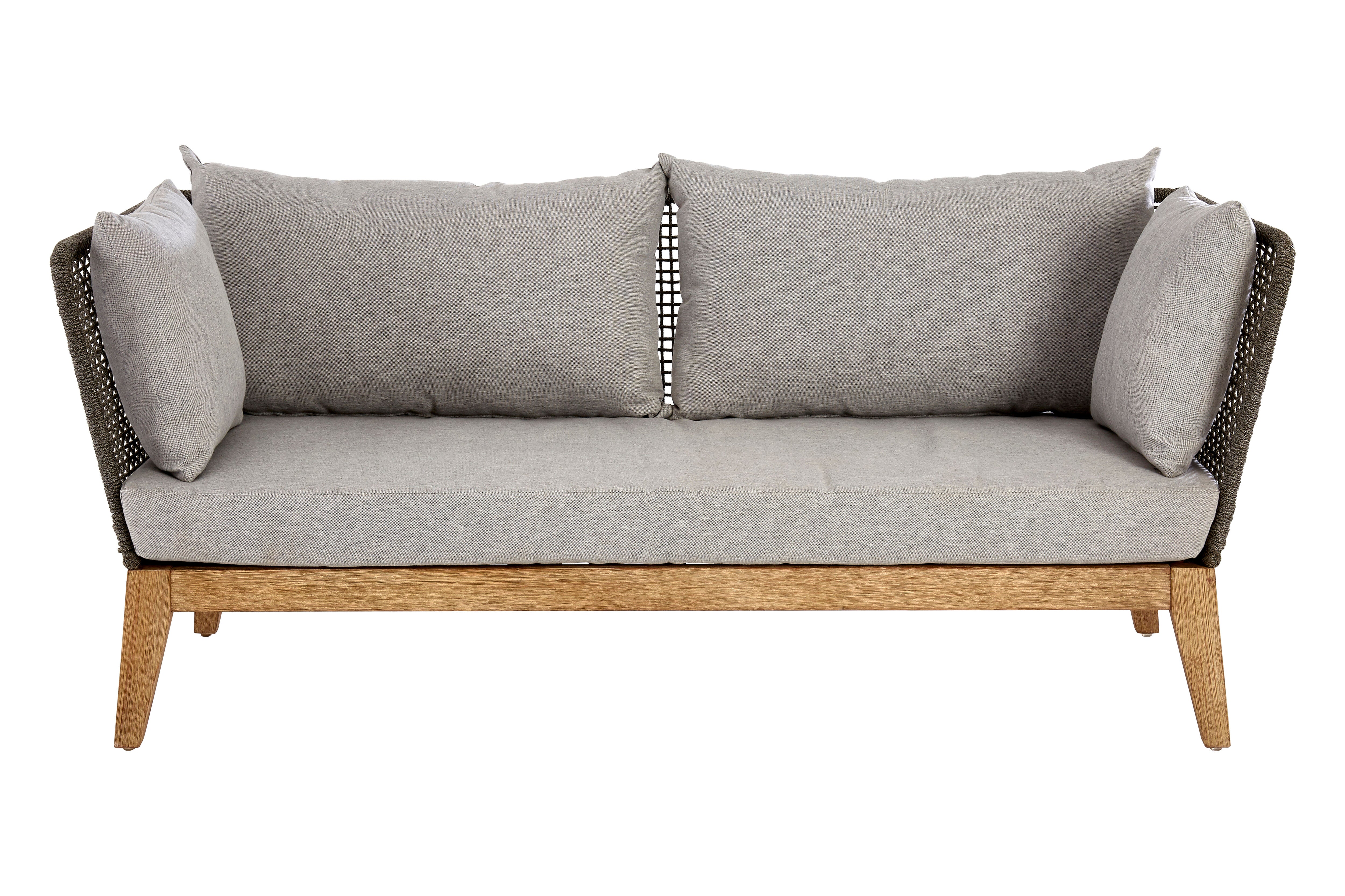 Aurora 3 Seat Grey Sofa with Wooden Legs