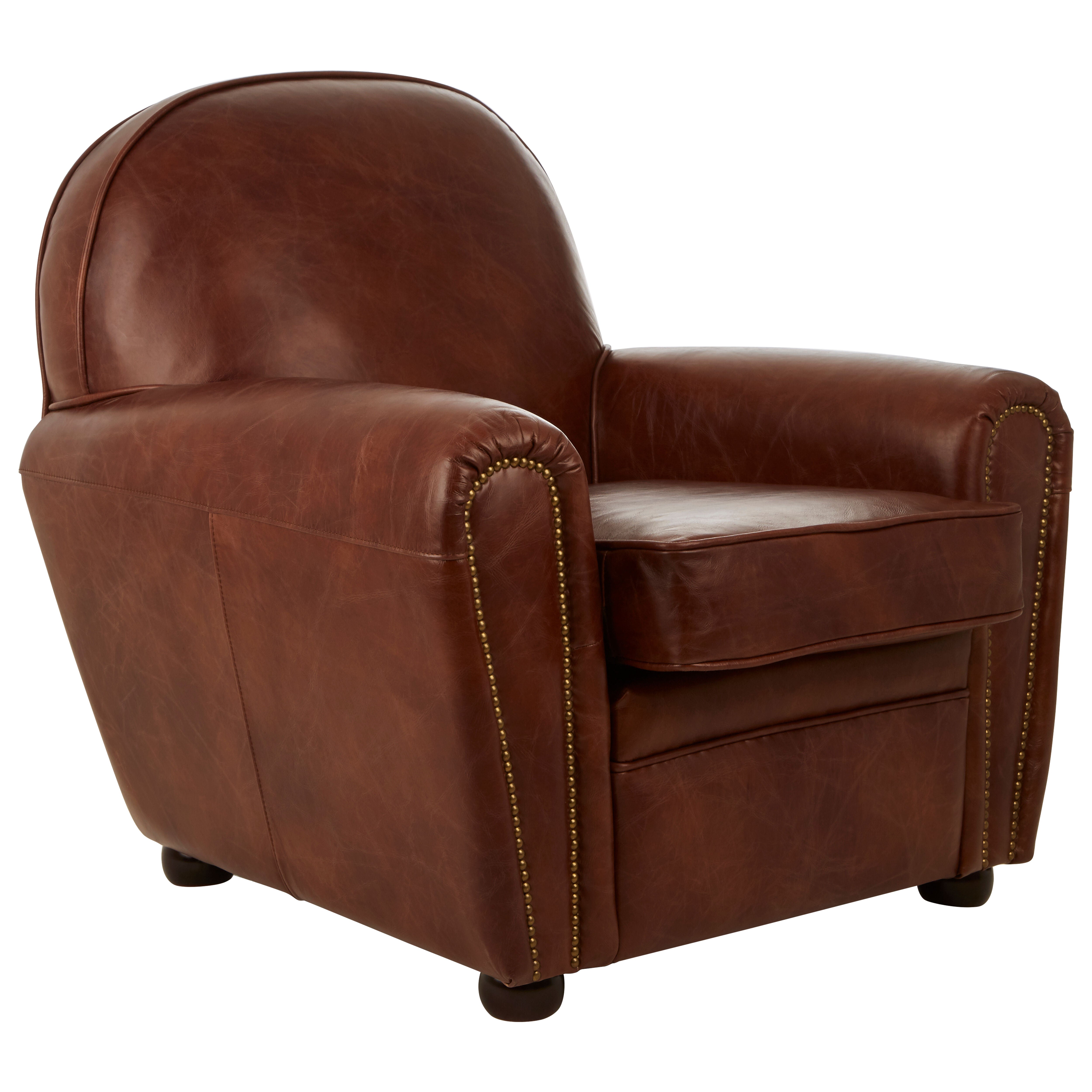 Winston Coffee Leather Classic Armchair