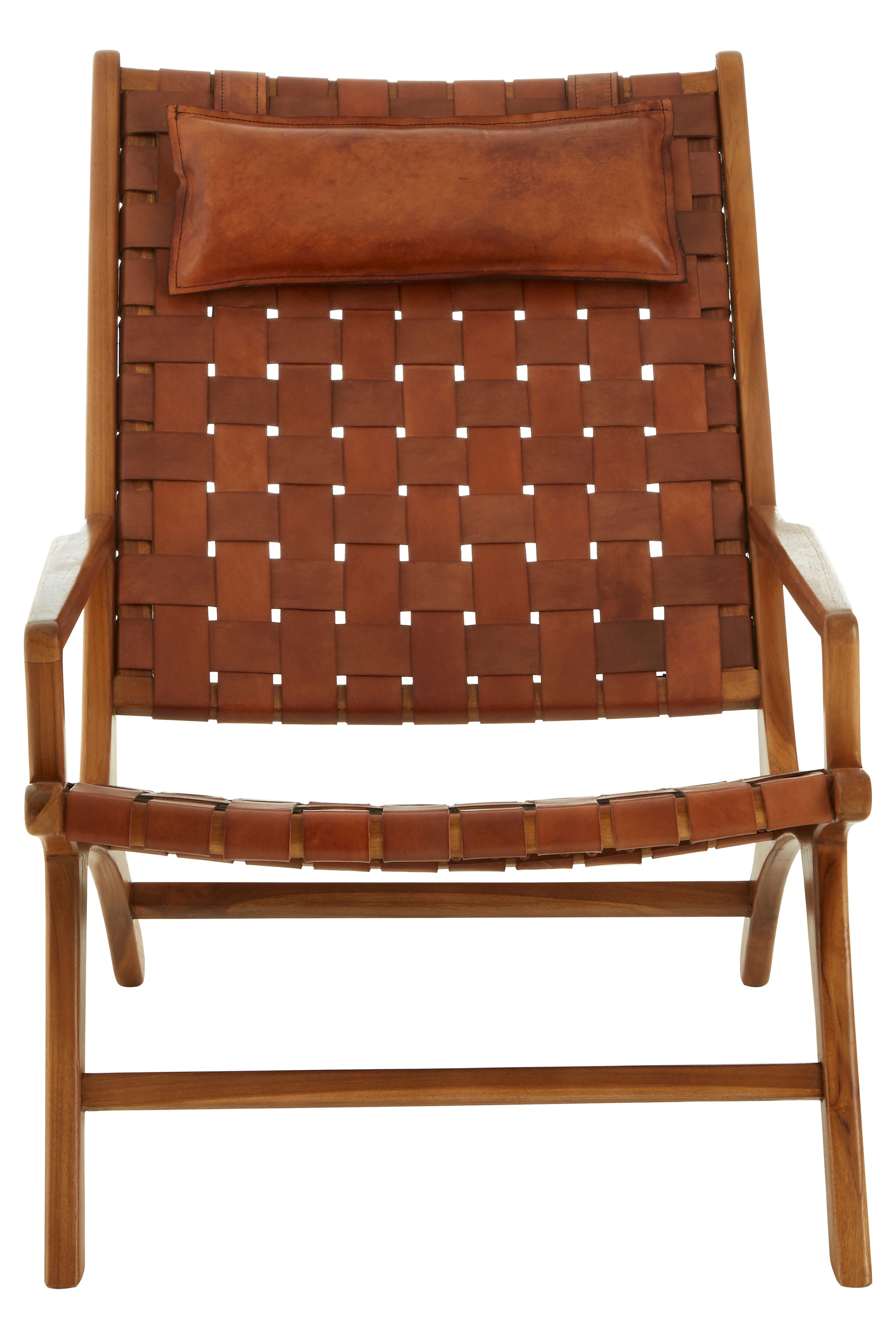 Senja Teak Wood And Leather Chair