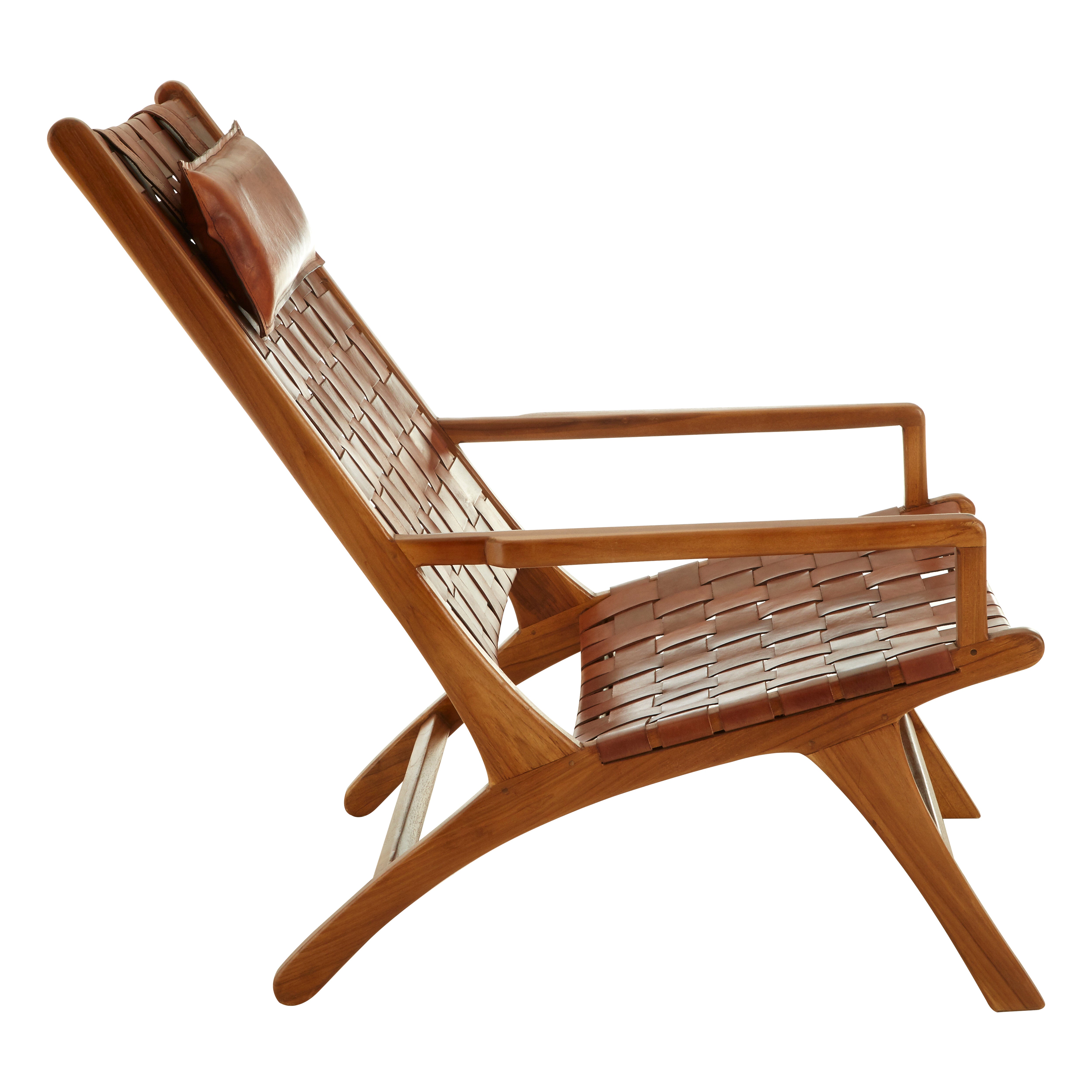 Senja Teak Wood And Leather Chair