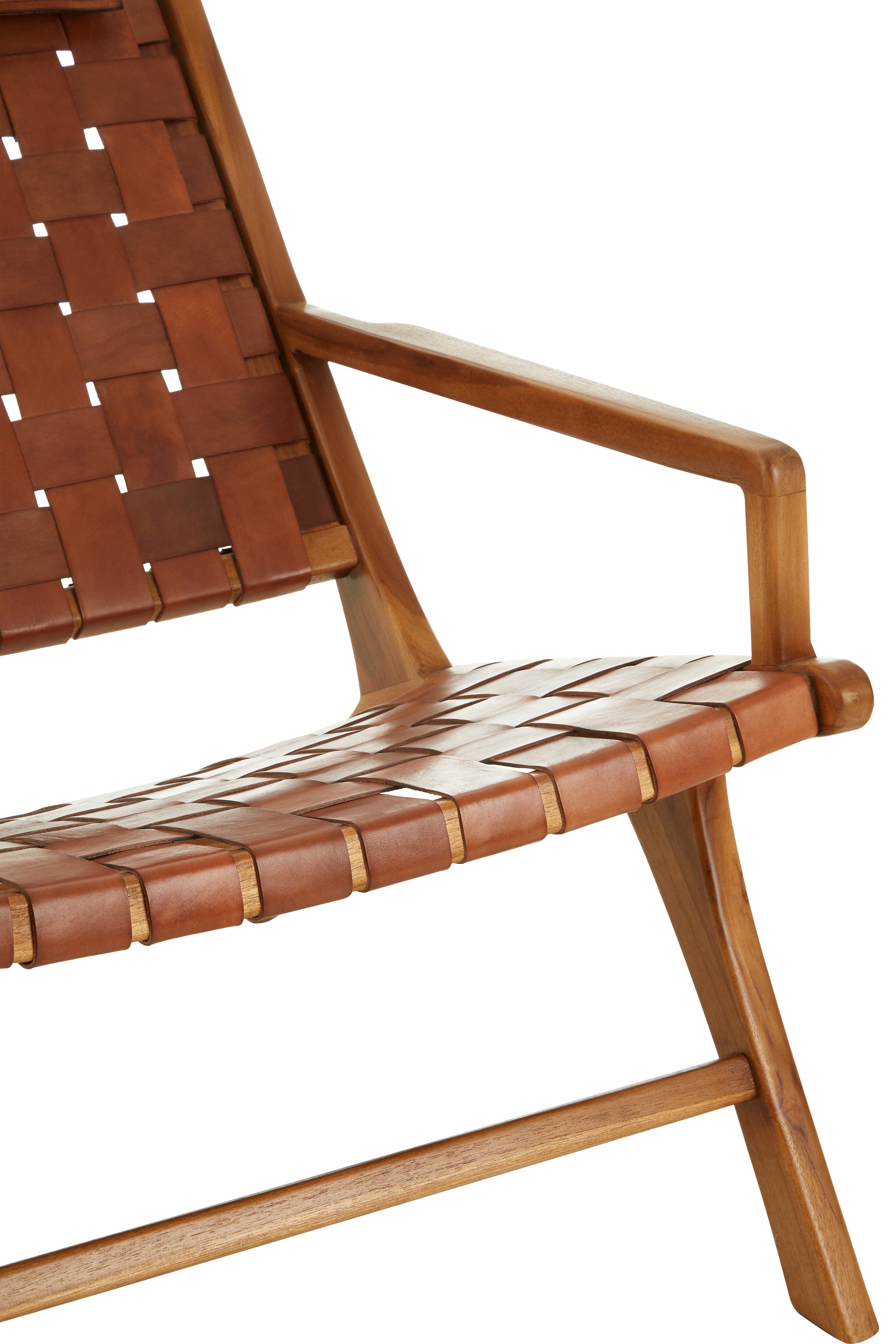 Senja Teak Wood And Leather Chair