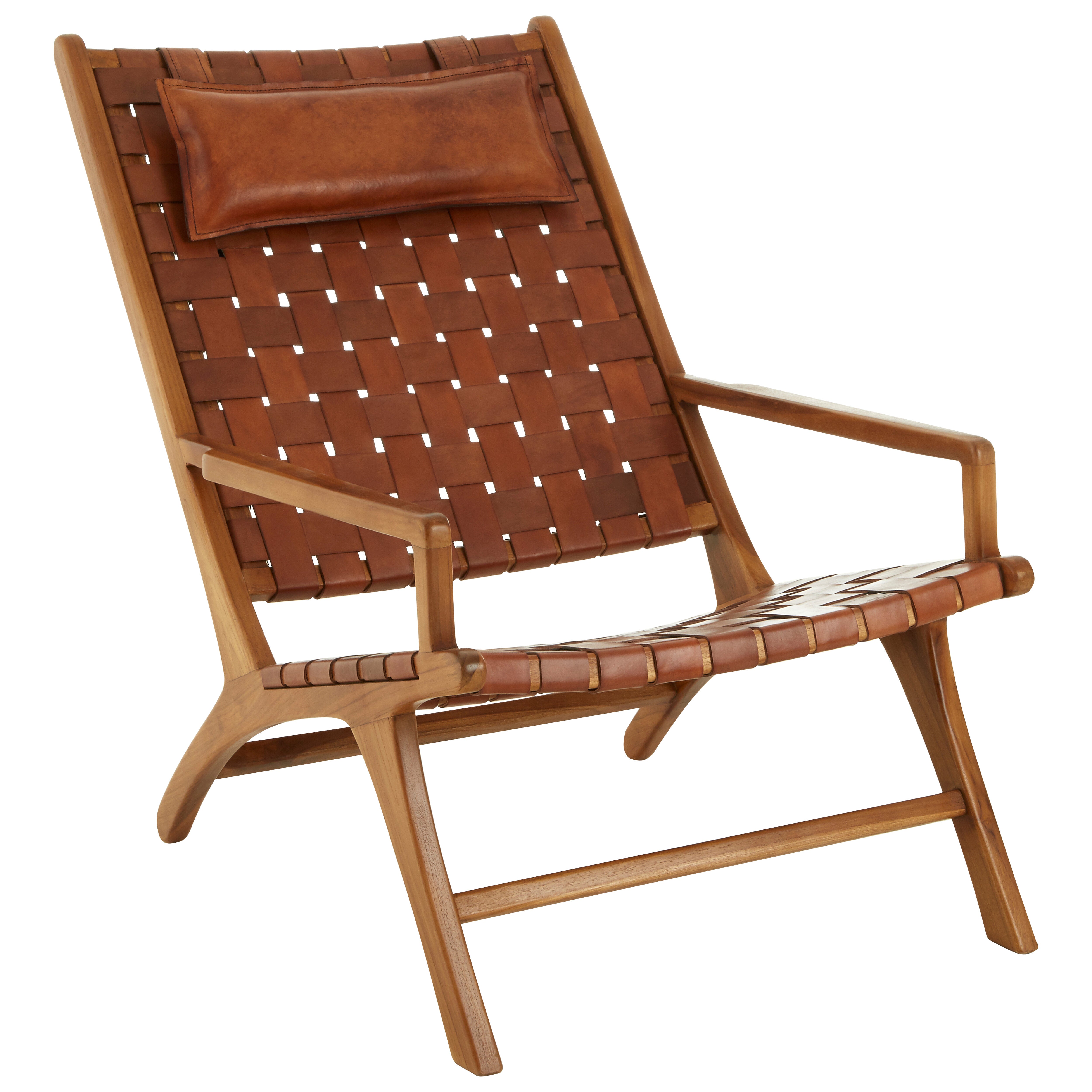 Senja Teak Wood And Leather Chair