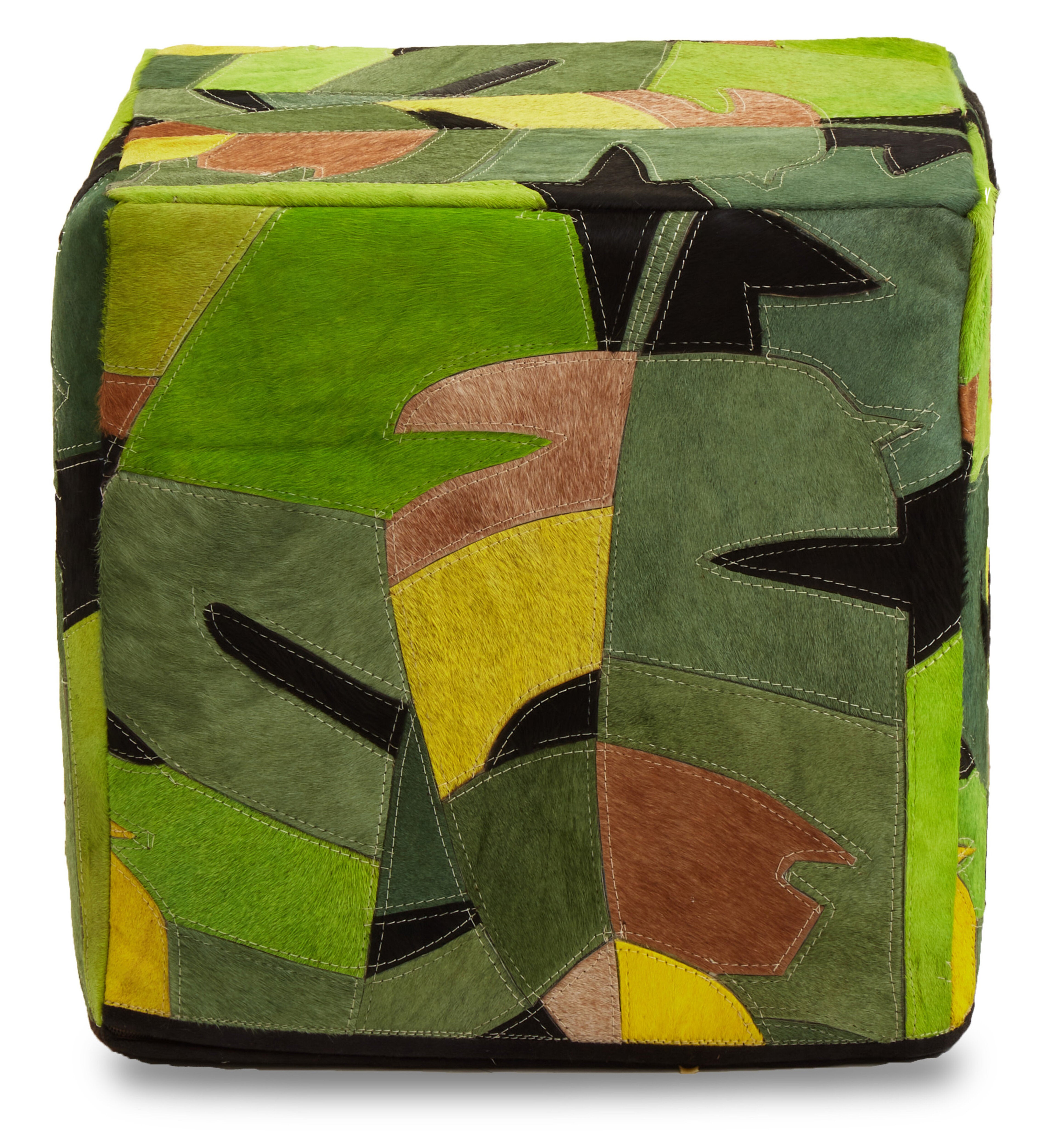 Fern Botanical Leather Pouffe