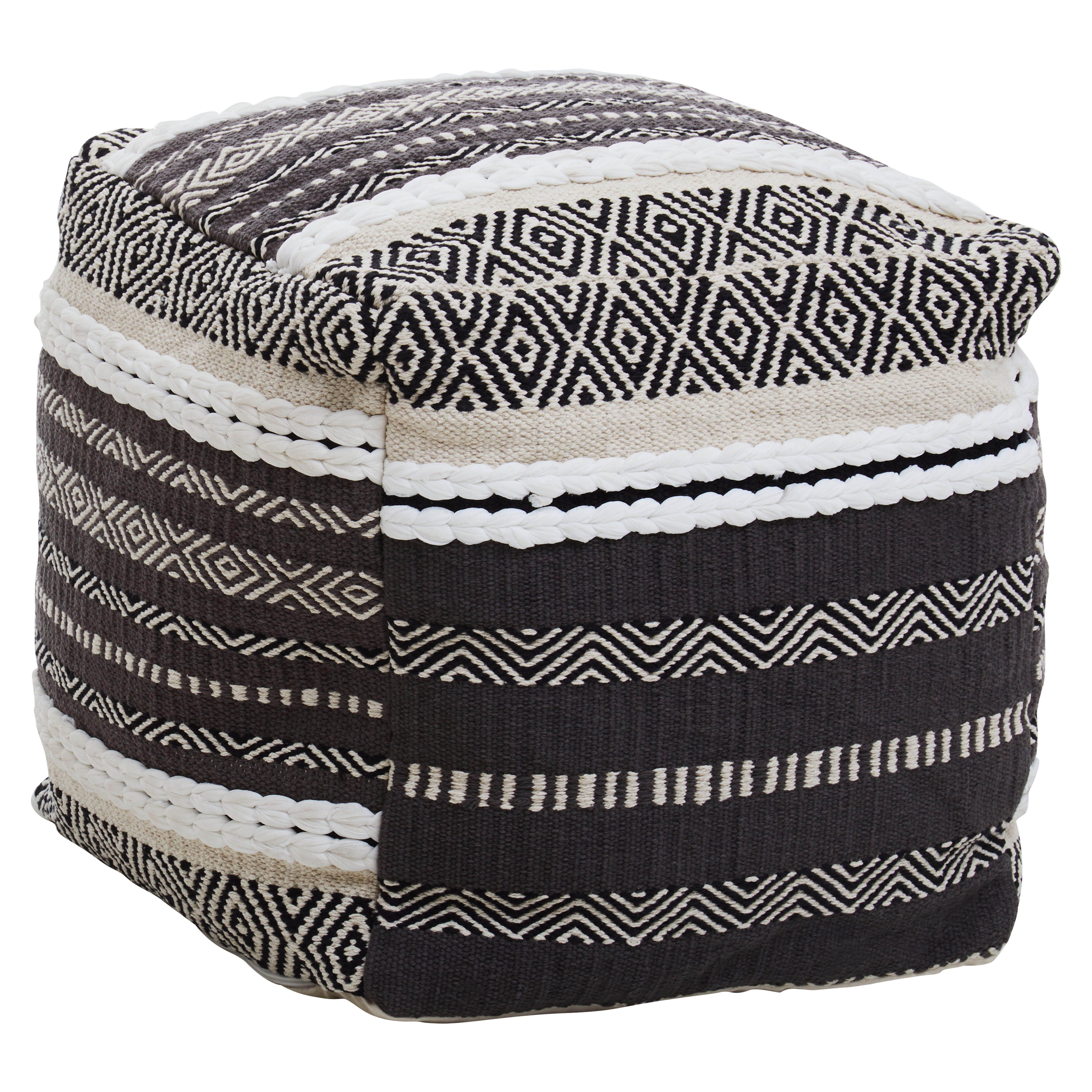 Kefena Grey And White Pouffe