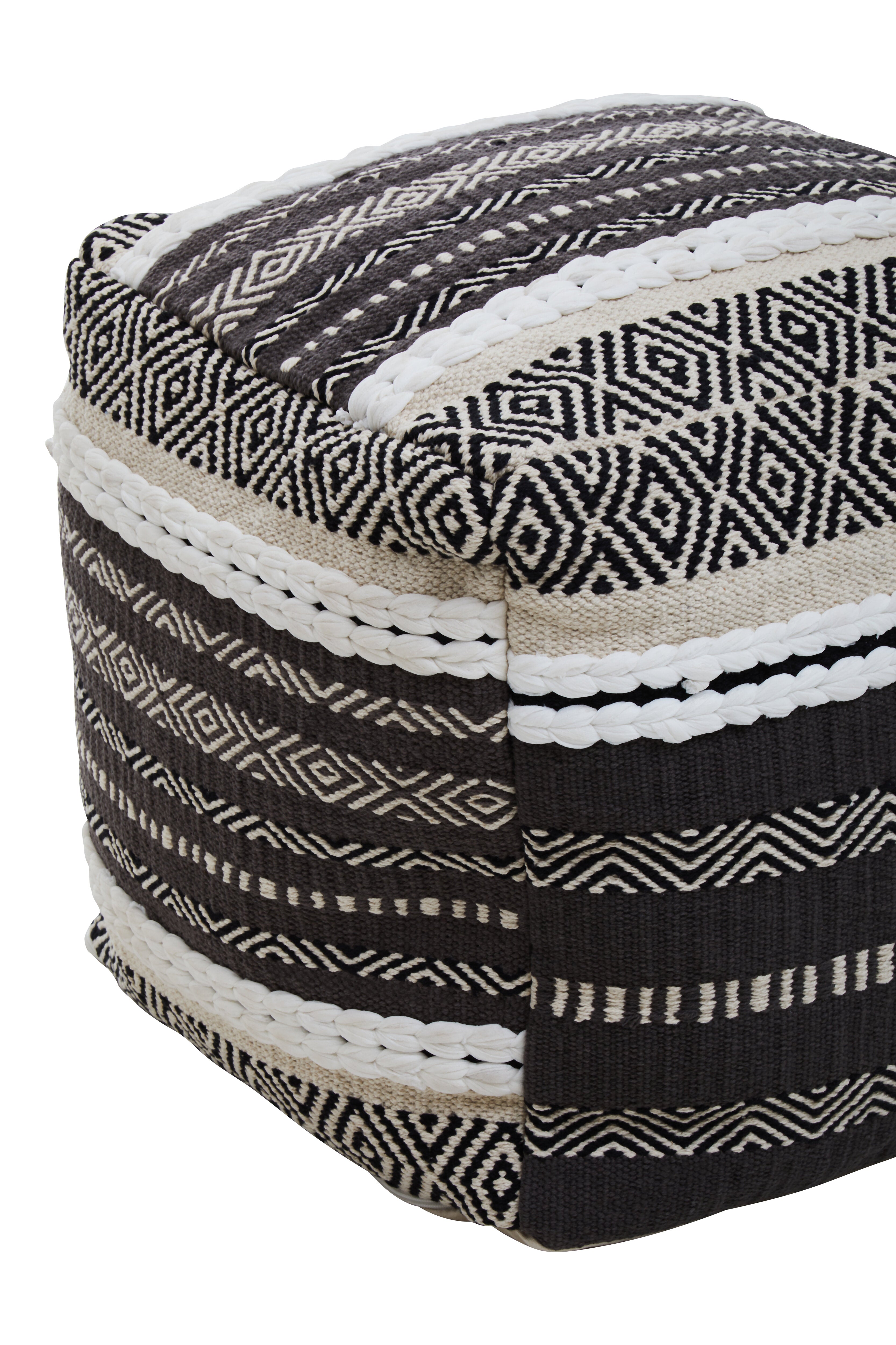 Kefena Grey And White Pouffe