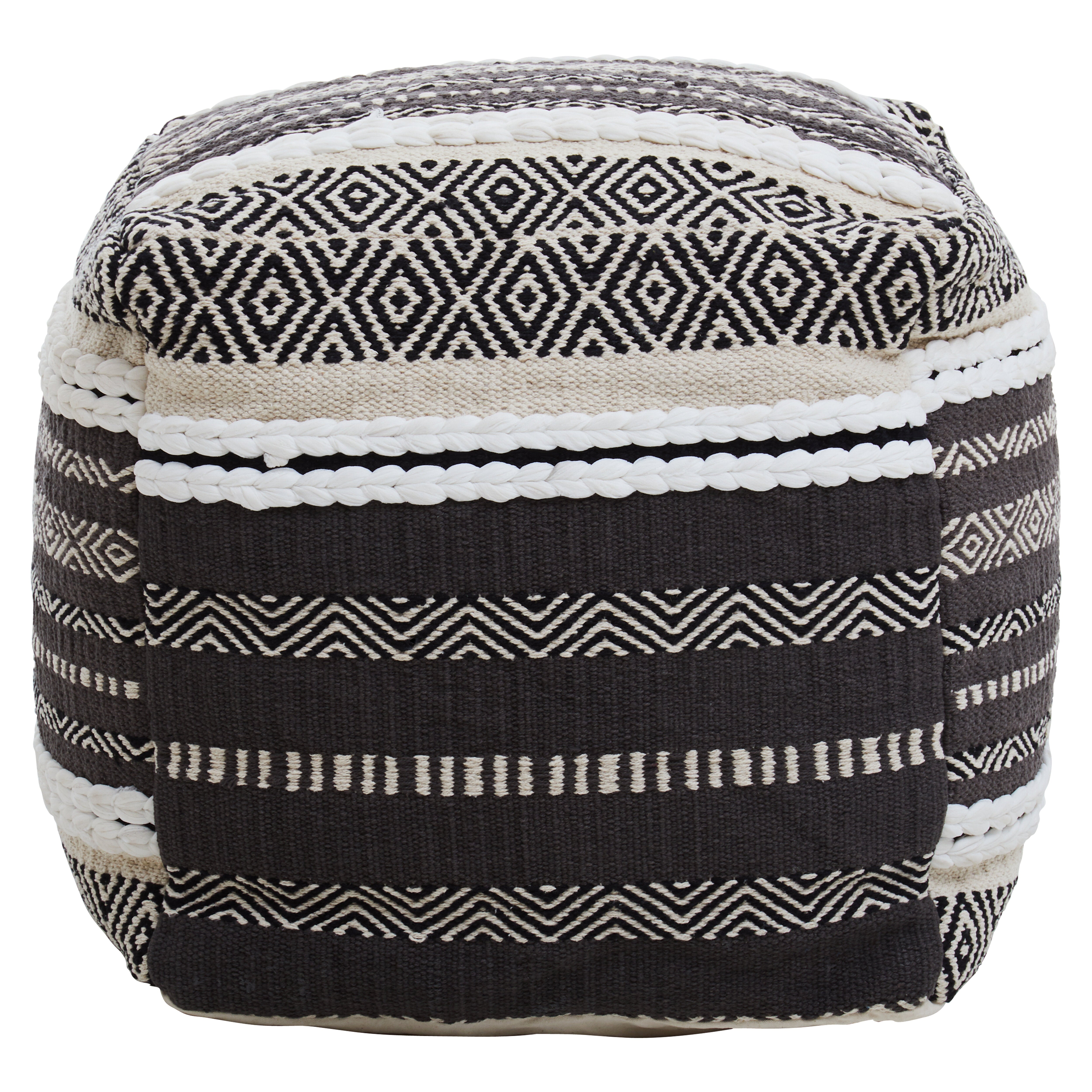 Kefena Grey And White Pouffe