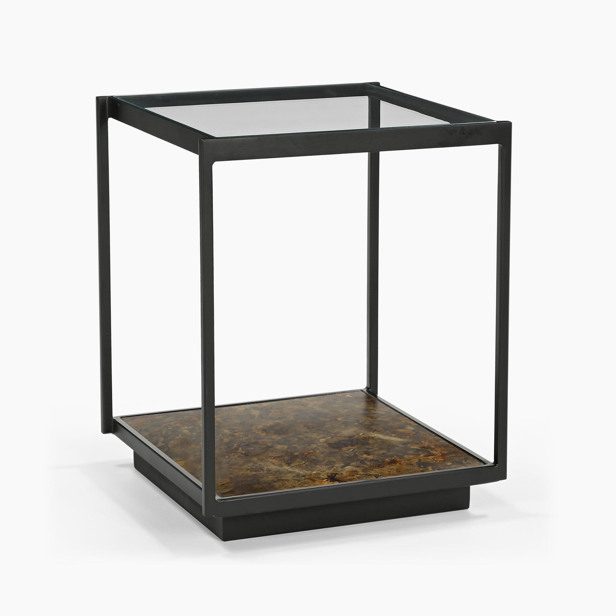 Ashton Iron End Table With Glass Top