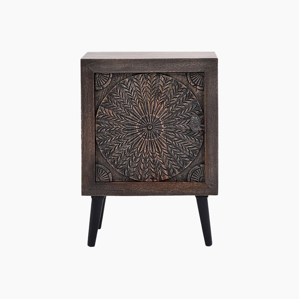 Reiki Mandala Wooden Side Table