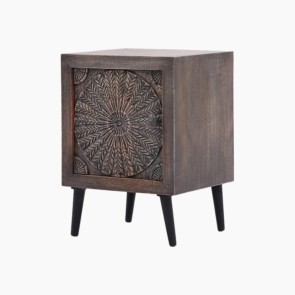 Reiki Mandala Wooden Side Table