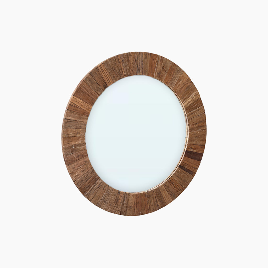 Ruh Round Reclaimed Wood Mirror