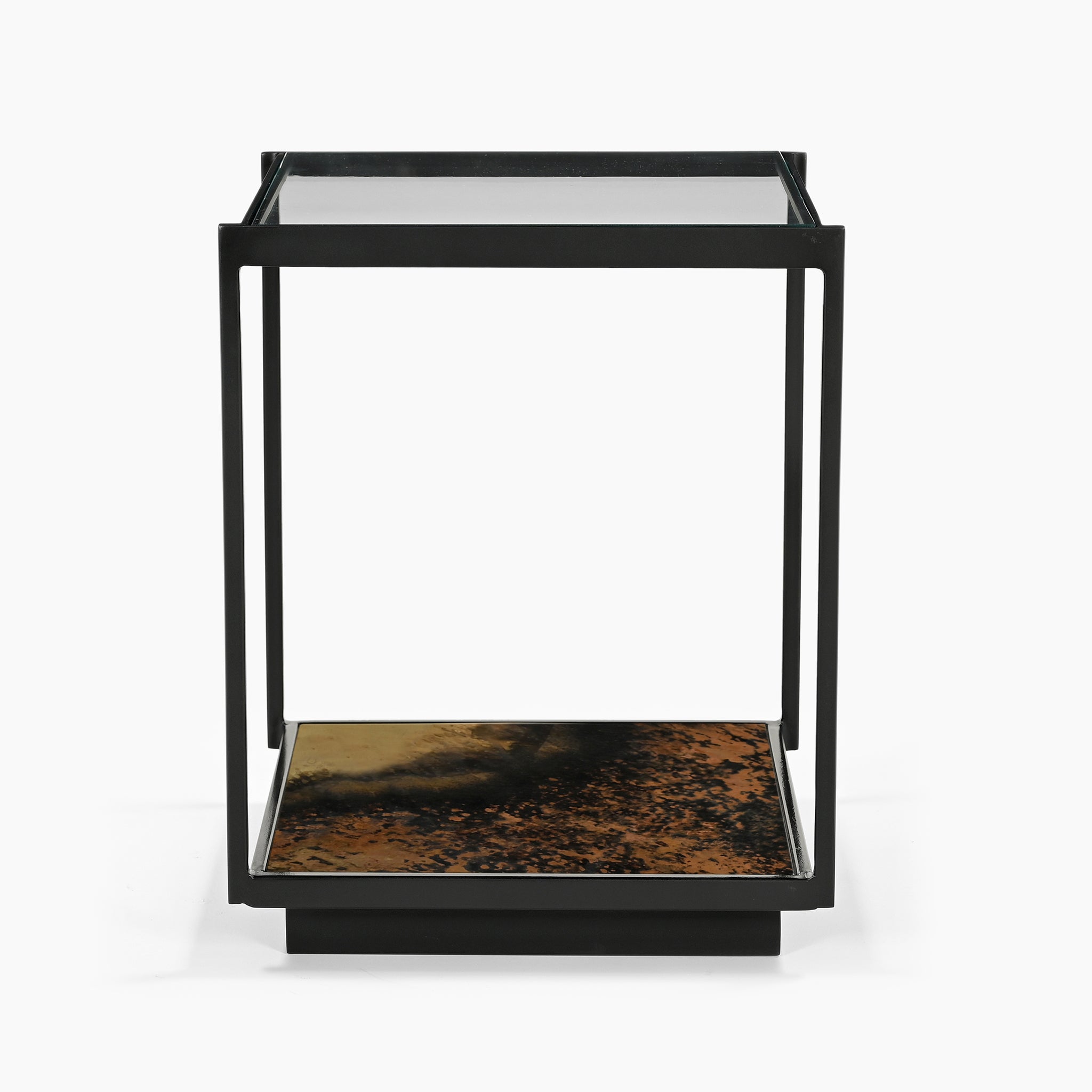 Galaxy Iron End Table With Glass Top