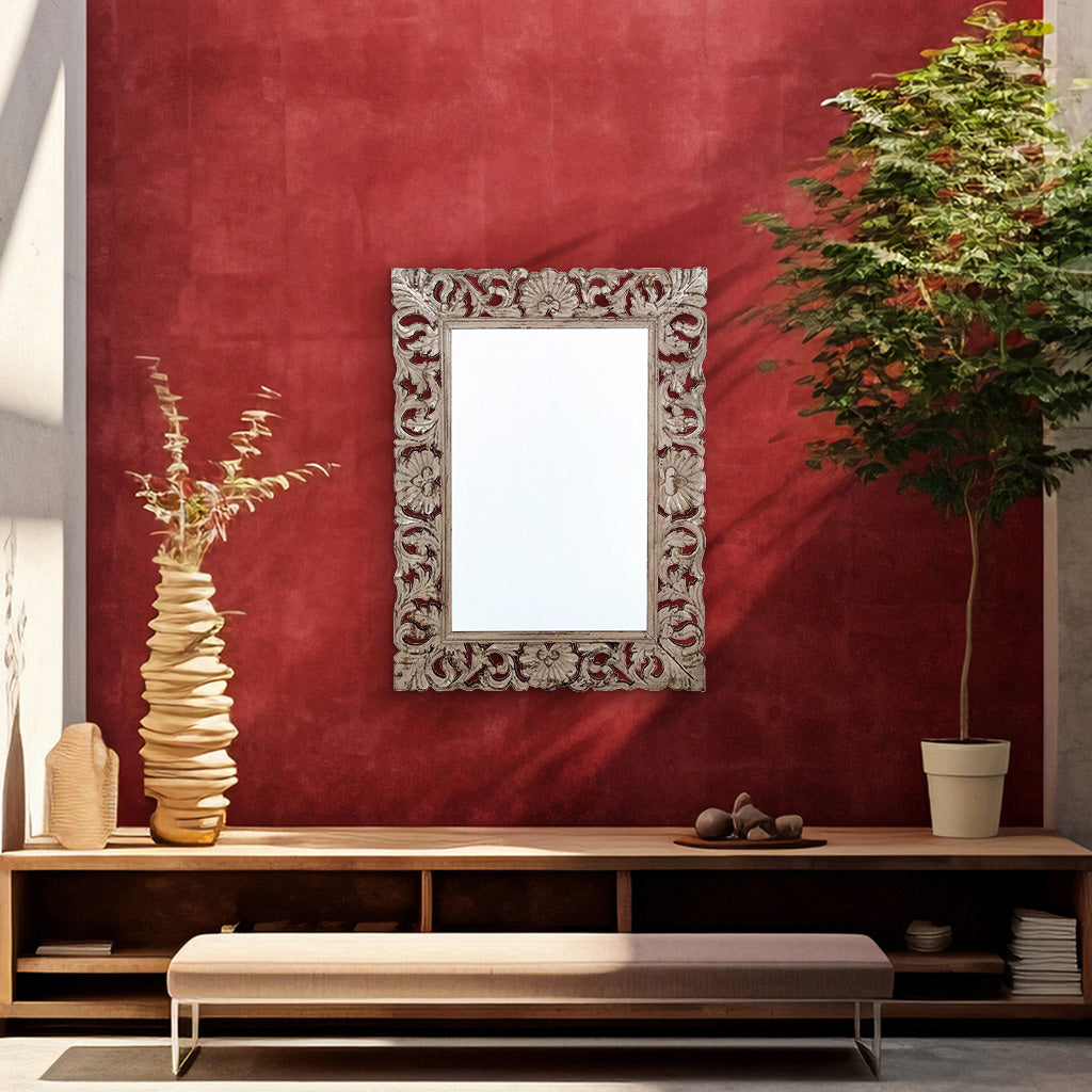 Aza Carved Wooden Mirror