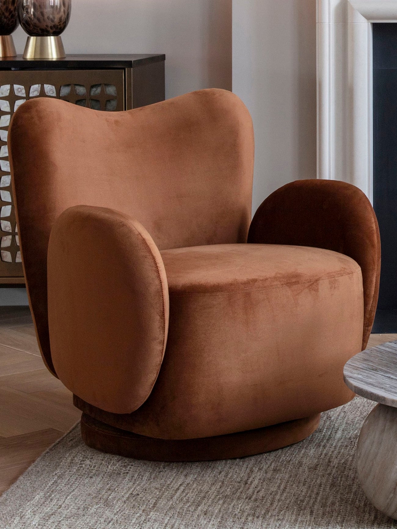 Bingham Upholstered Swivel Chair Soft Caramel