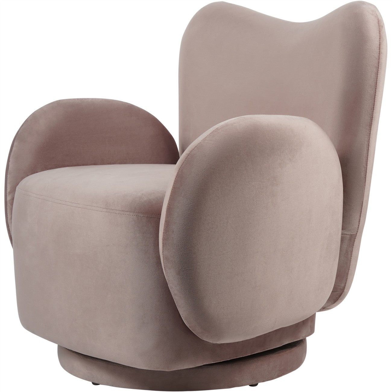 Bingham Upholstered Swivel Chair Soft Velvet Dusky Pink