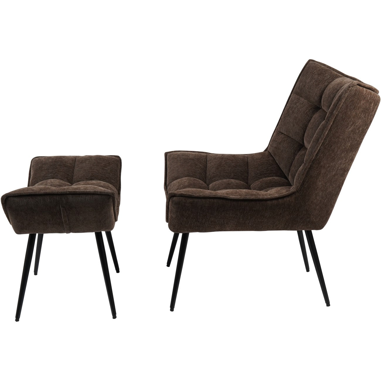 Chrishall Occasional Chair with Footstool | Brown Velour