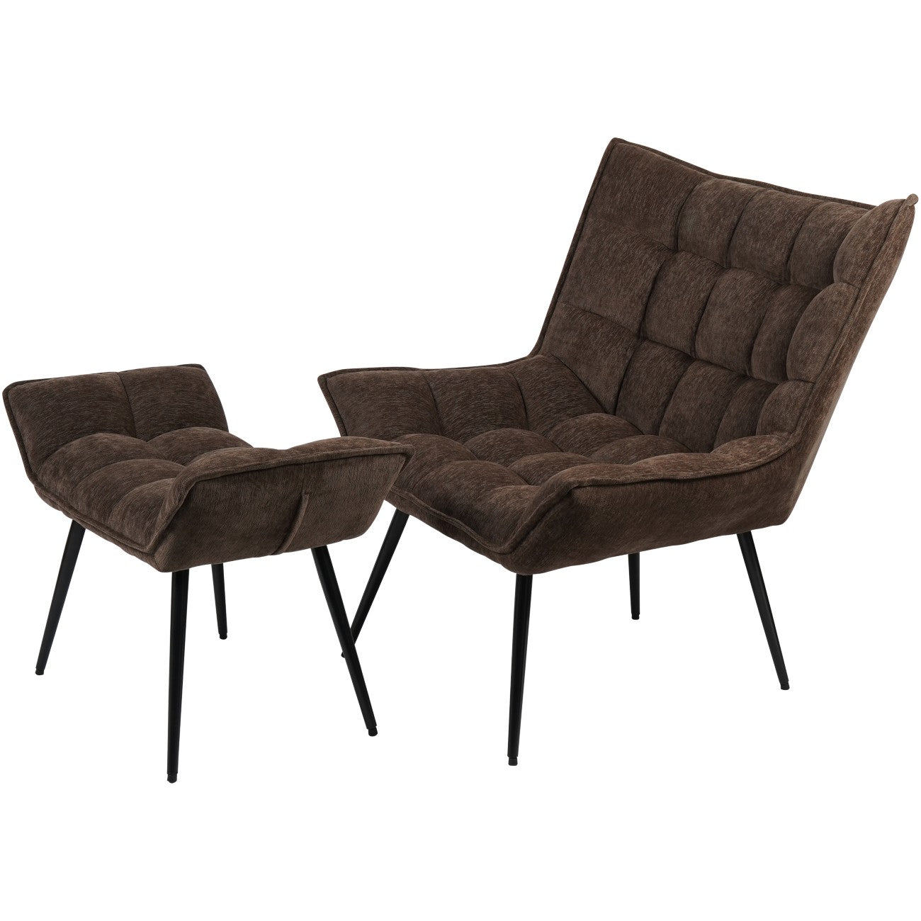 Chrishall Occasional Chair with Footstool | Brown Velour