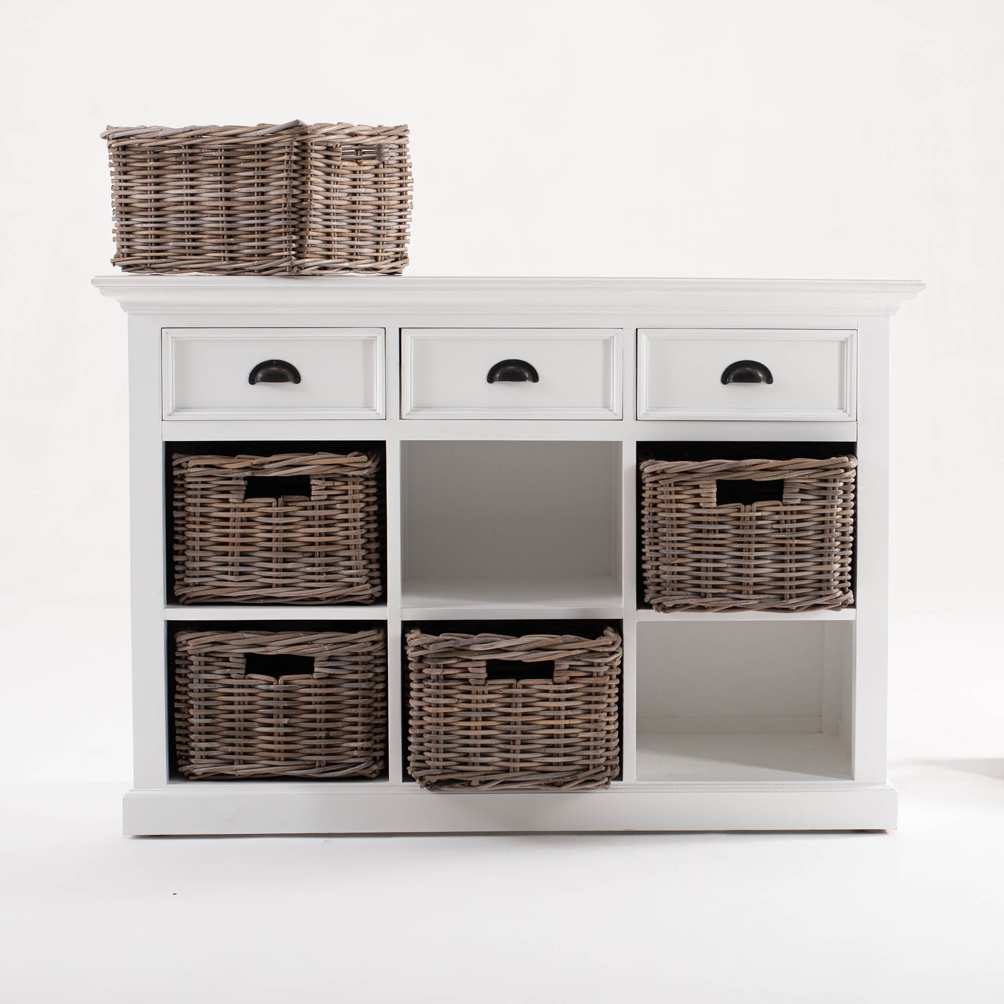 Halifax Coastal White Sideboard with 6 Baskets