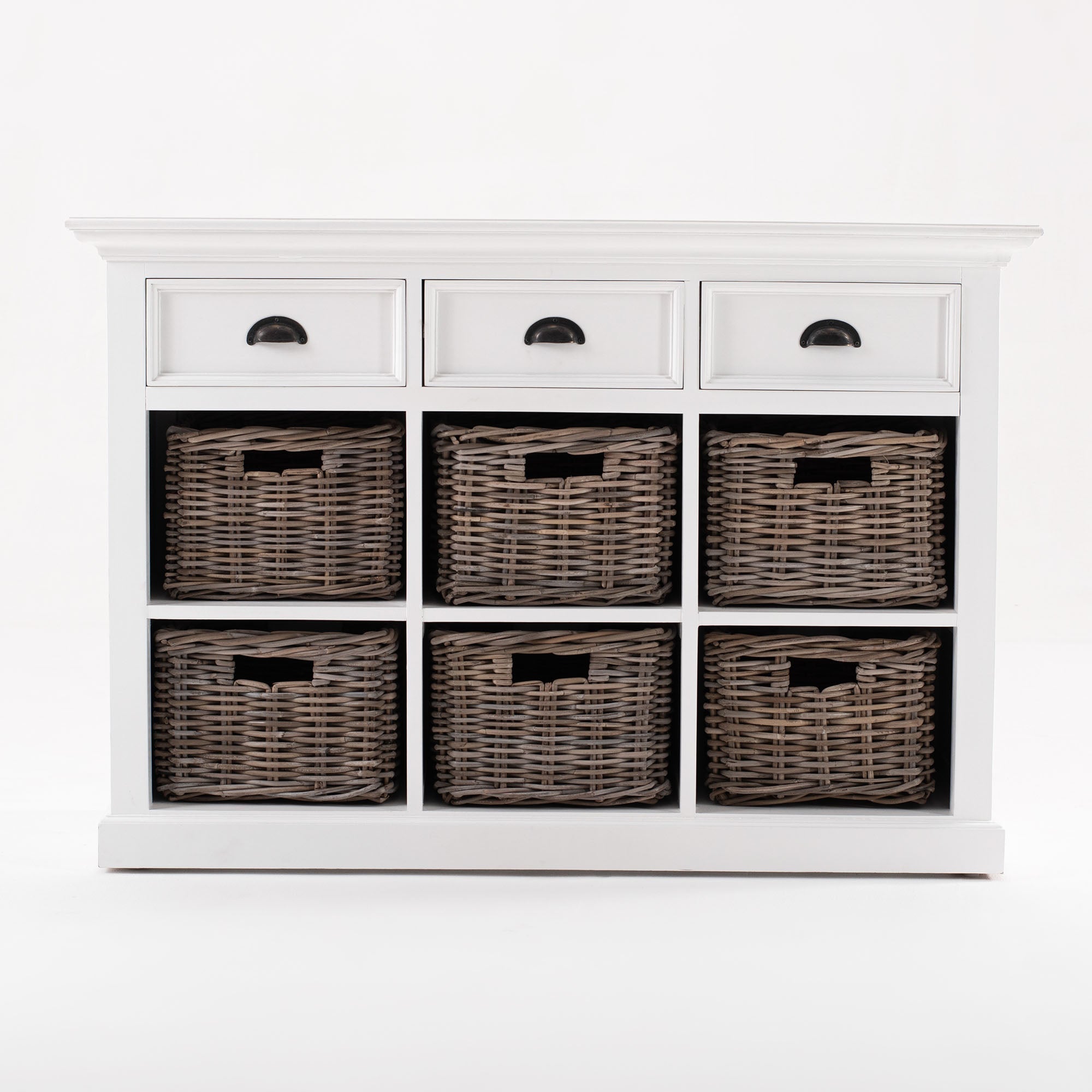 Halifax Coastal White Sideboard with 6 Baskets