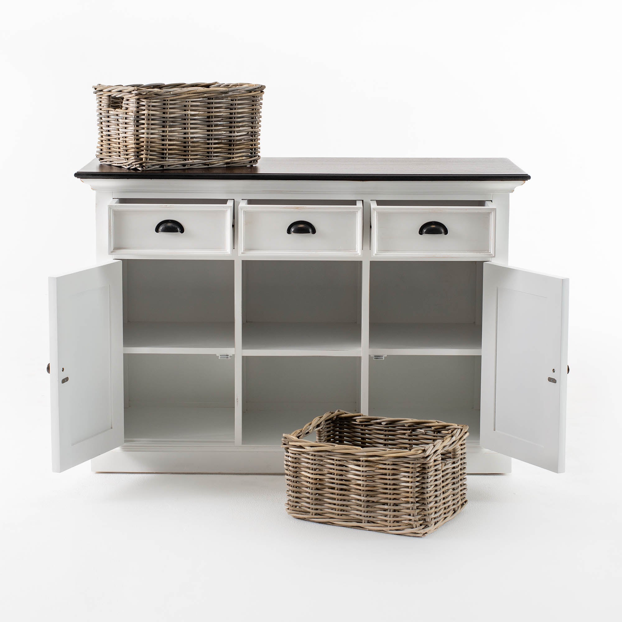 Halifax Accent Coastal White & Brown Buffet with 2 Baskets