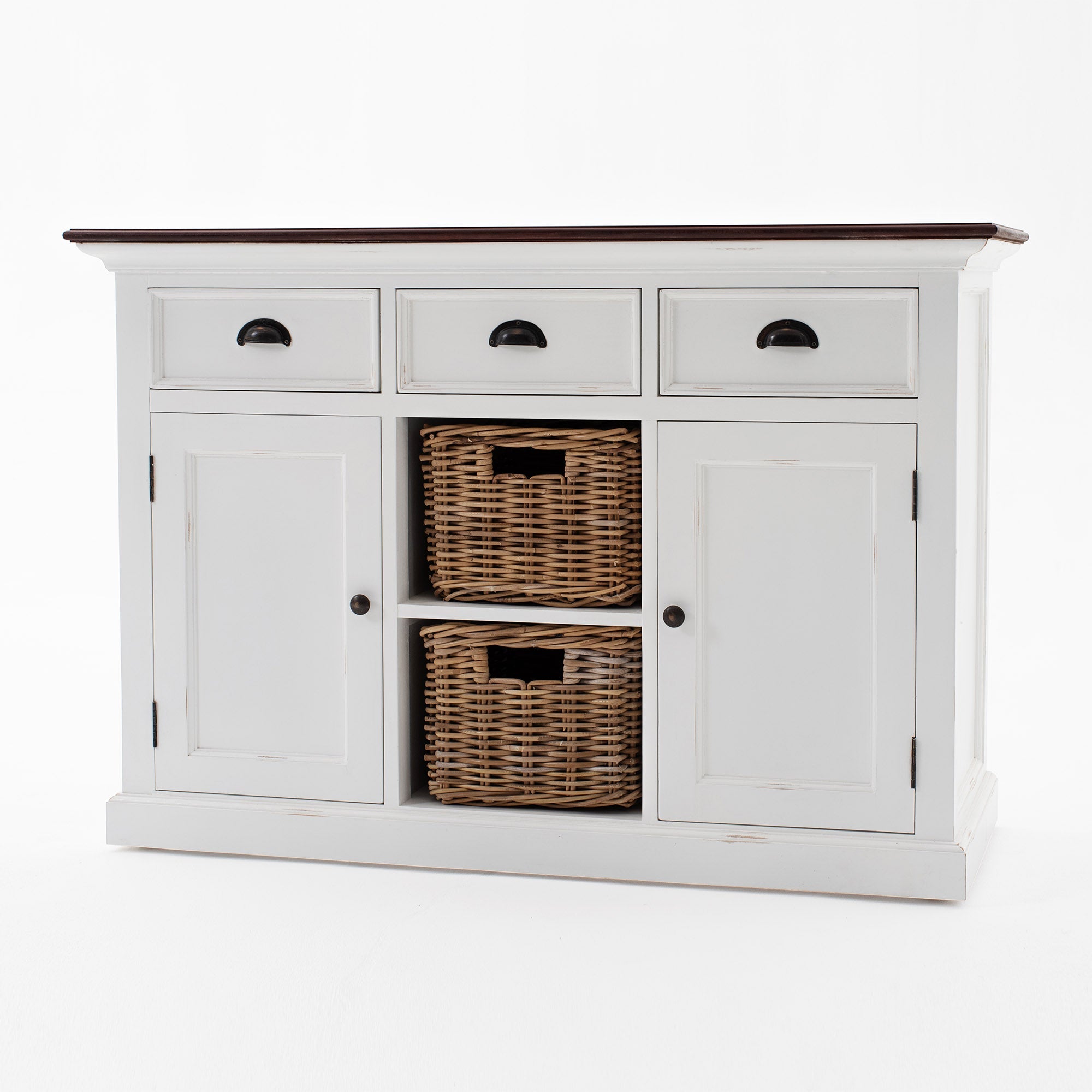 Halifax Accent Coastal White & Brown Buffet with 2 Baskets