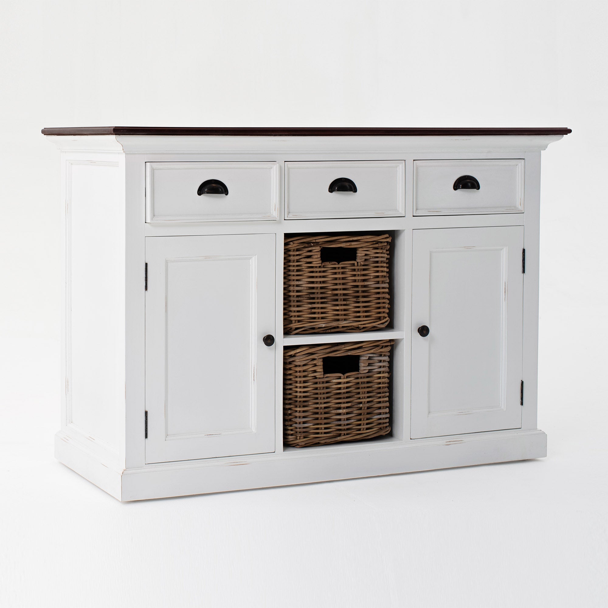 Halifax Accent Coastal White & Brown Buffet with 2 Baskets