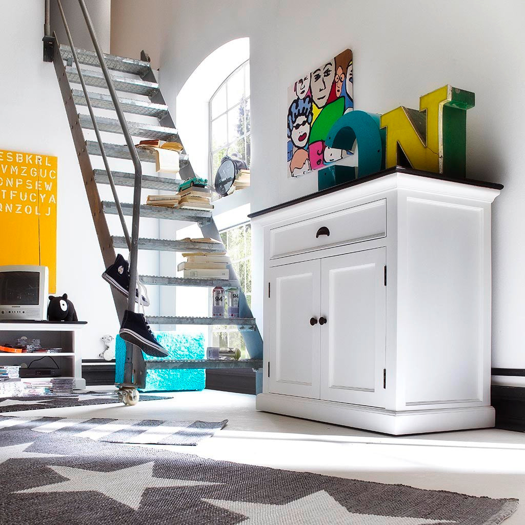 Halifax Contrast Farmhouse White & Black Small Buffet