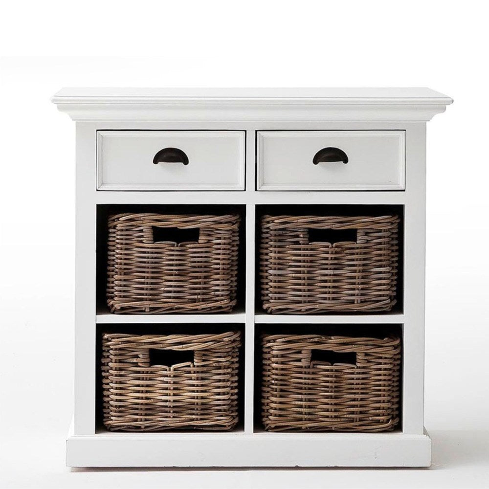 Halifax Coastal White Medium Sideboard with Basket Set