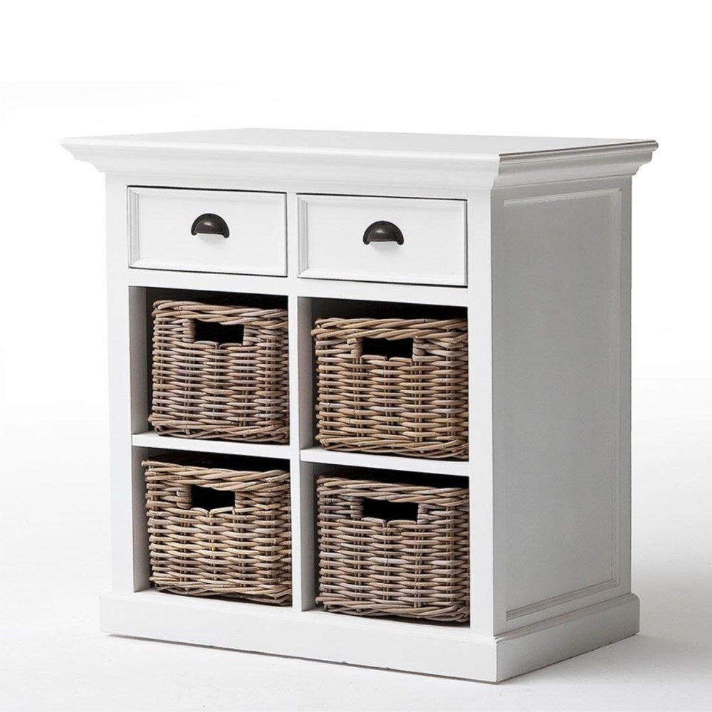 Halifax Coastal White Medium Sideboard with Basket Set