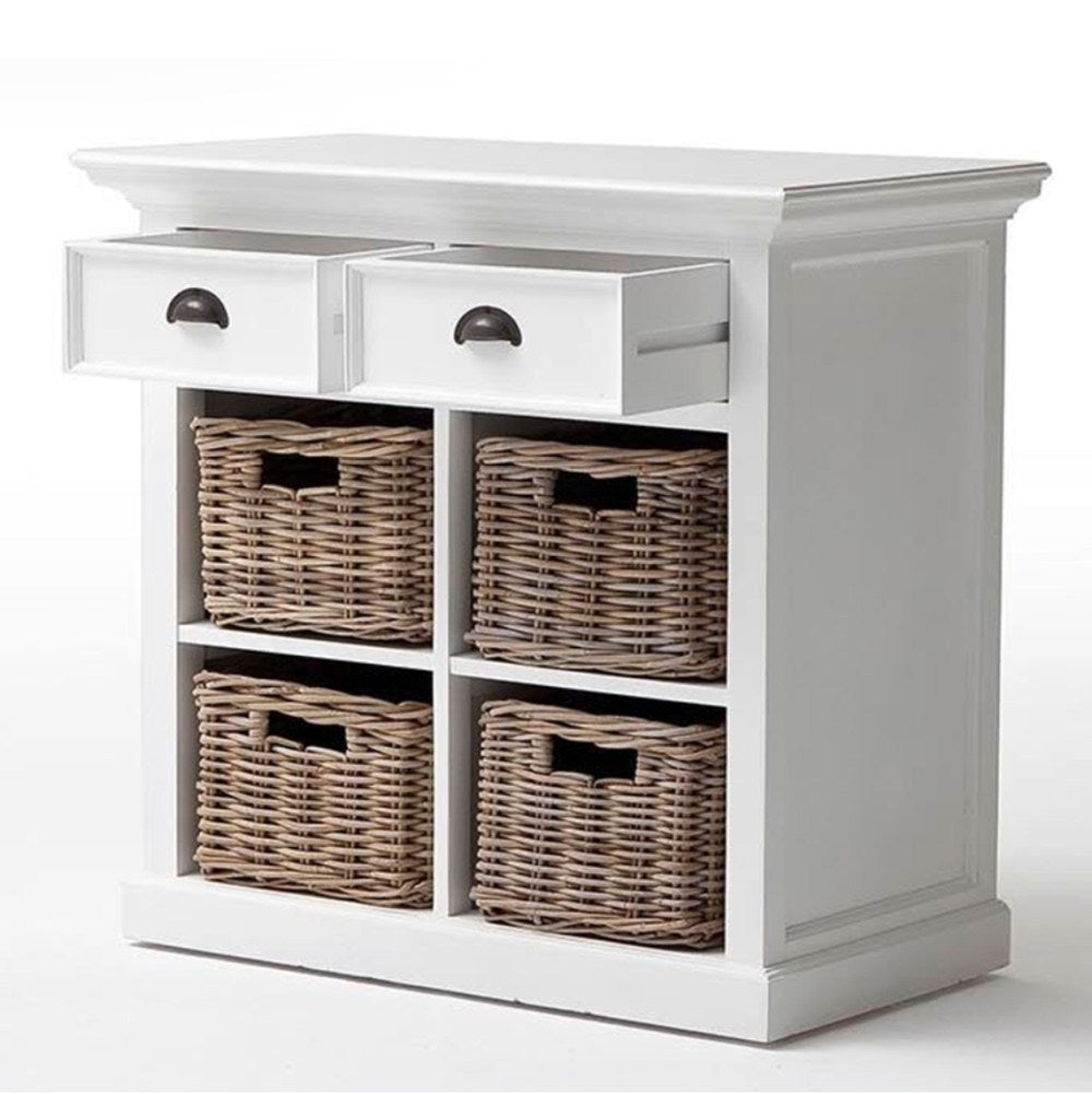 Halifax Coastal White Medium Sideboard with Basket Set