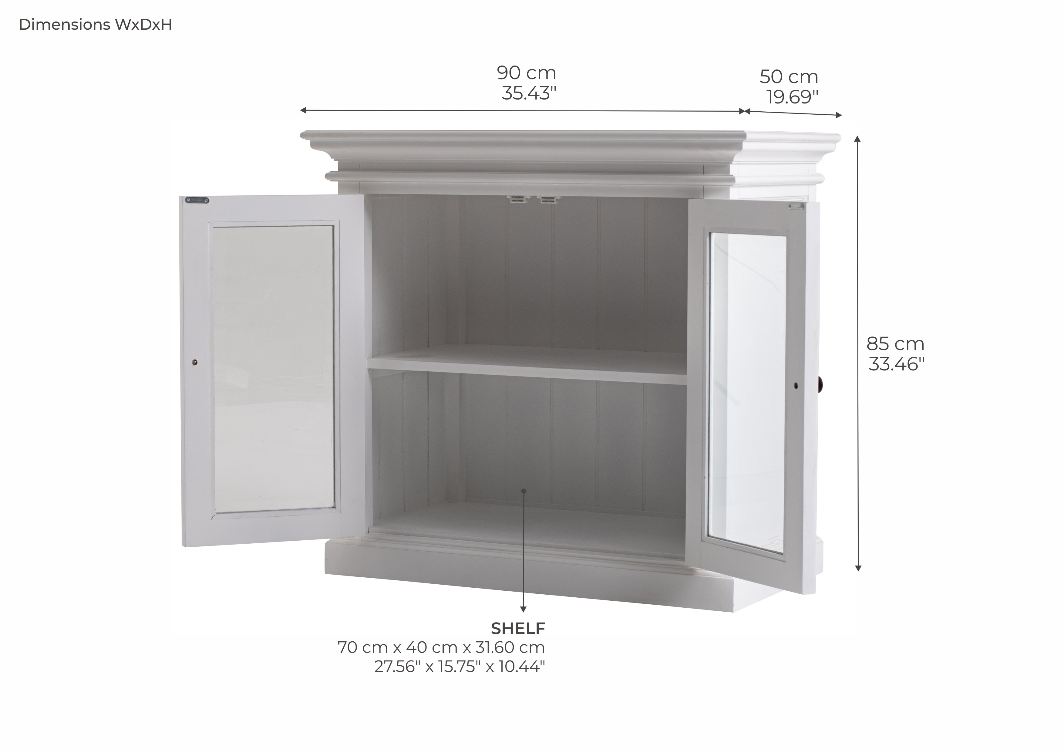 Halifax Coastal White Display Buffet with 2 Glass Doors