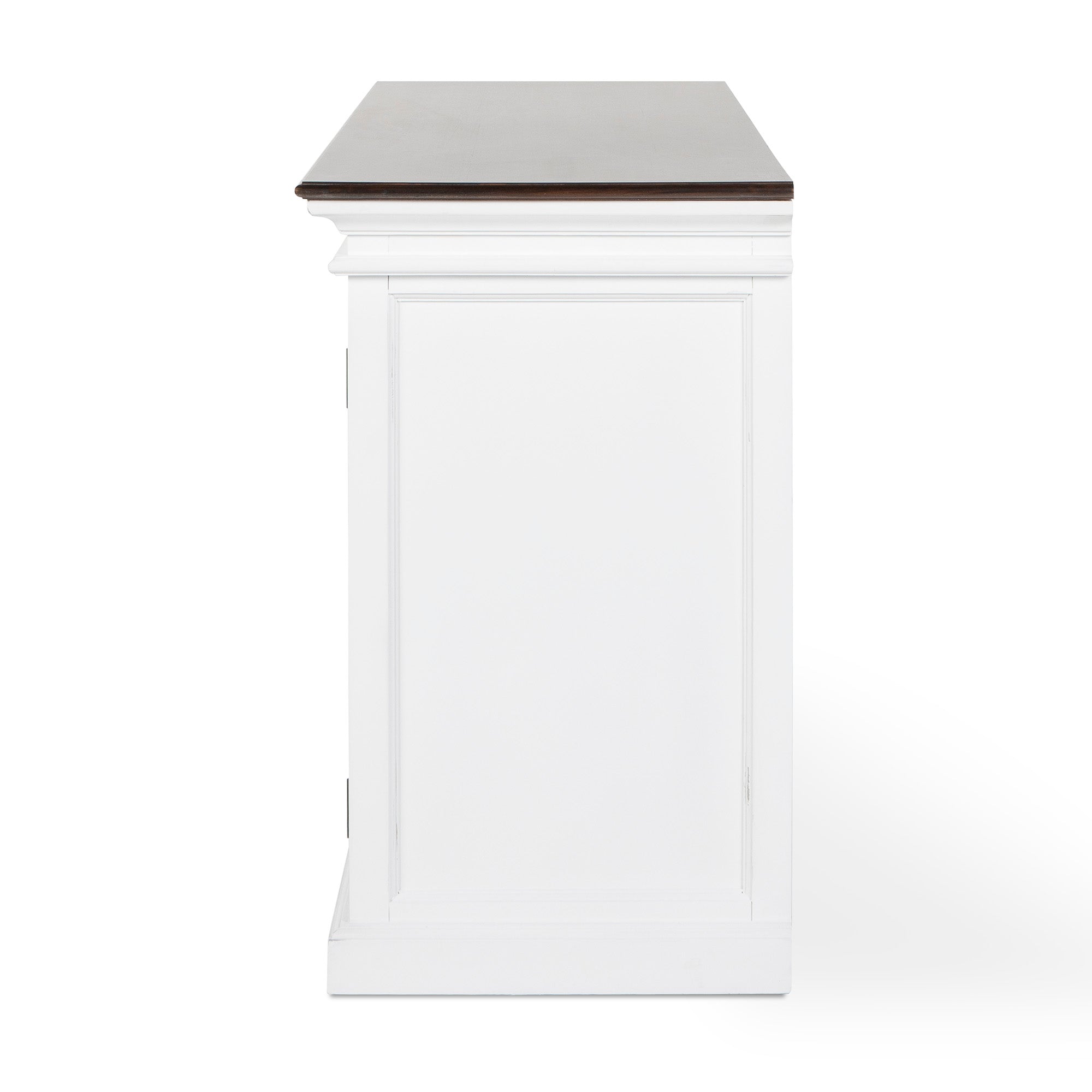 Halifax Accent Coastal White & Brown Display Buffet with 4 Glass Doors