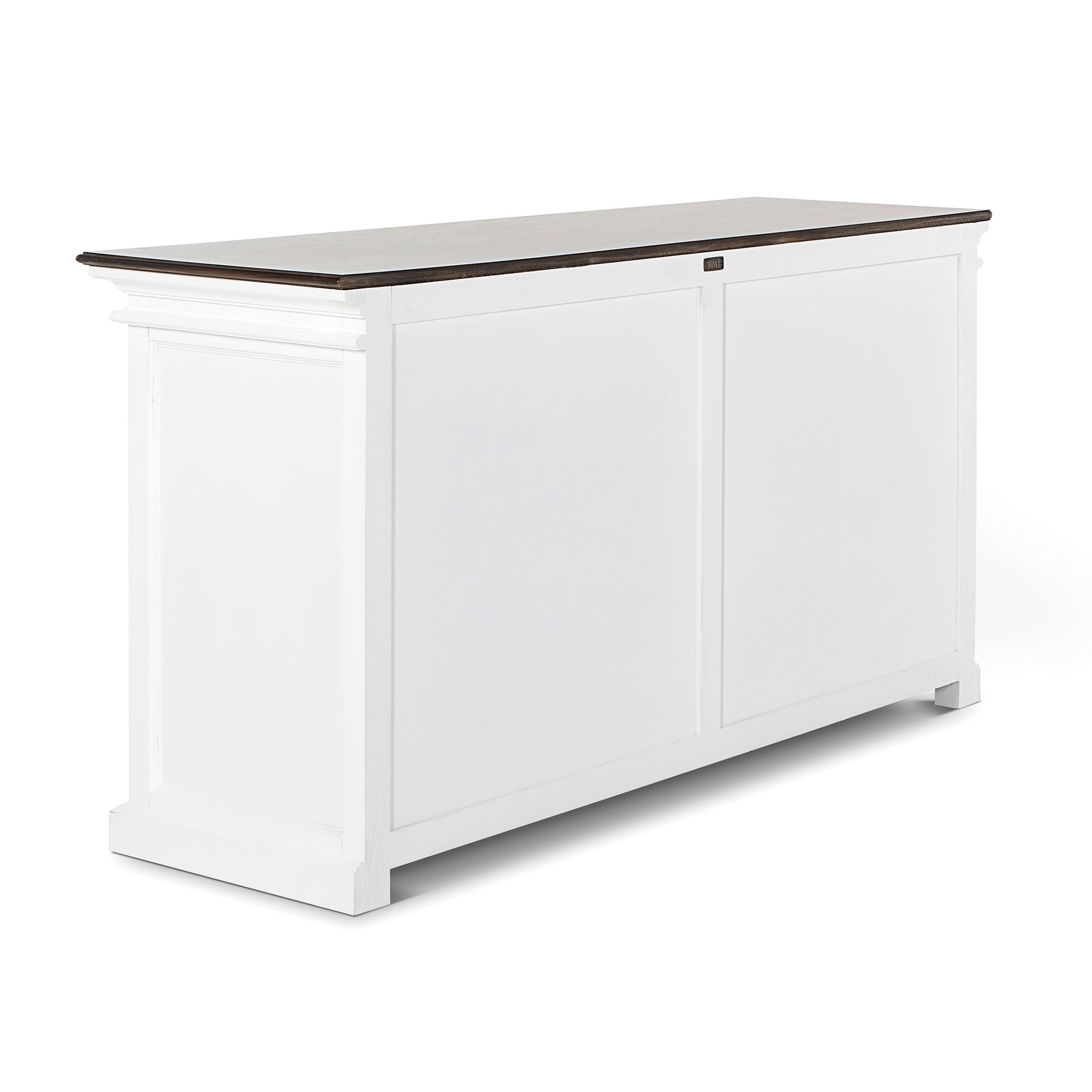 Halifax Accent Coastal White & Brown Display Buffet with 4 Glass Doors