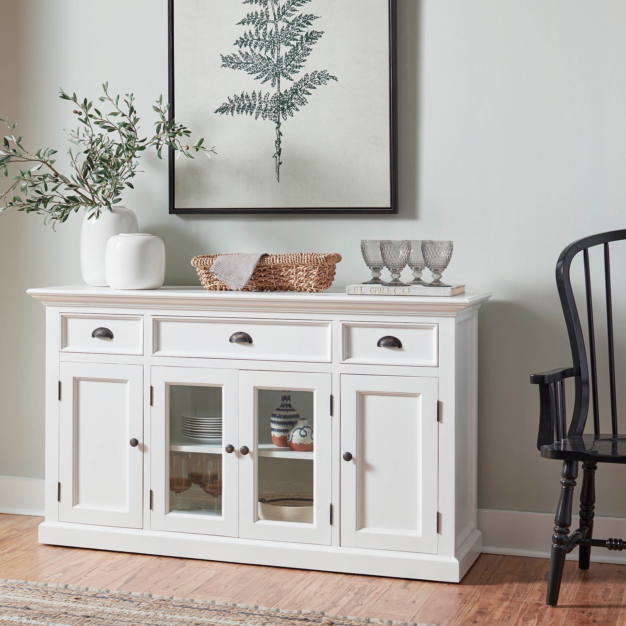 Halifax Coastal White Sideboard with 4 Doors 3 Drawers